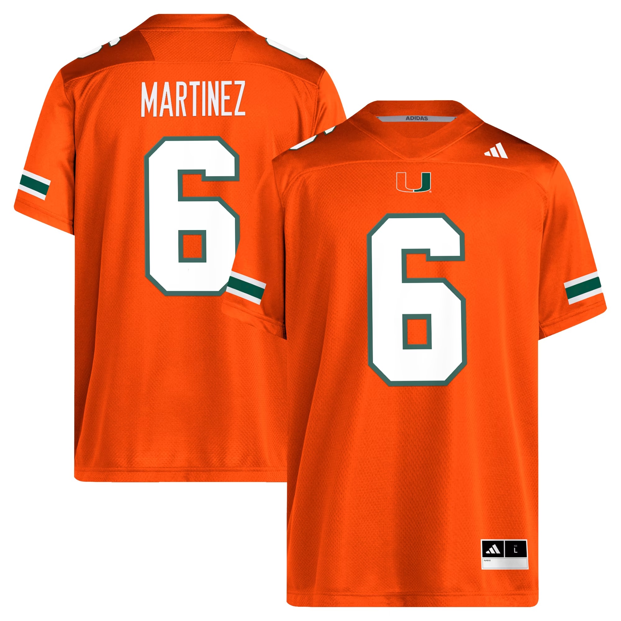 Hunk Wear - Damien Martinez Miami Hurricanes adidas NIL Football Player Jersey - Orange