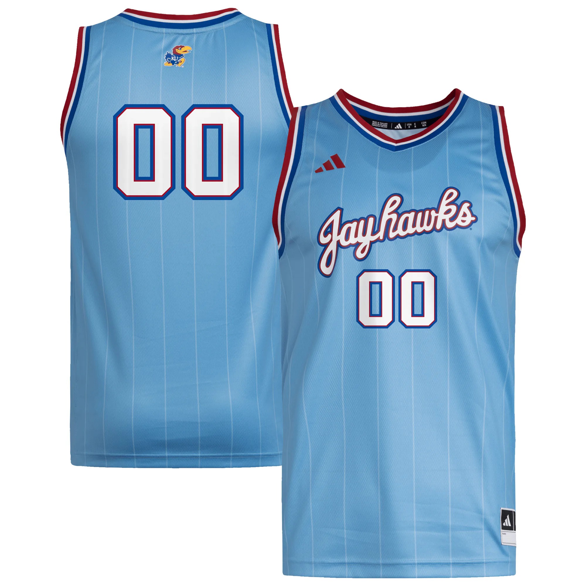 Hunk Wear - #00 Kansas Jayhawks adidas Replica Swingman Jersey - Light Blue