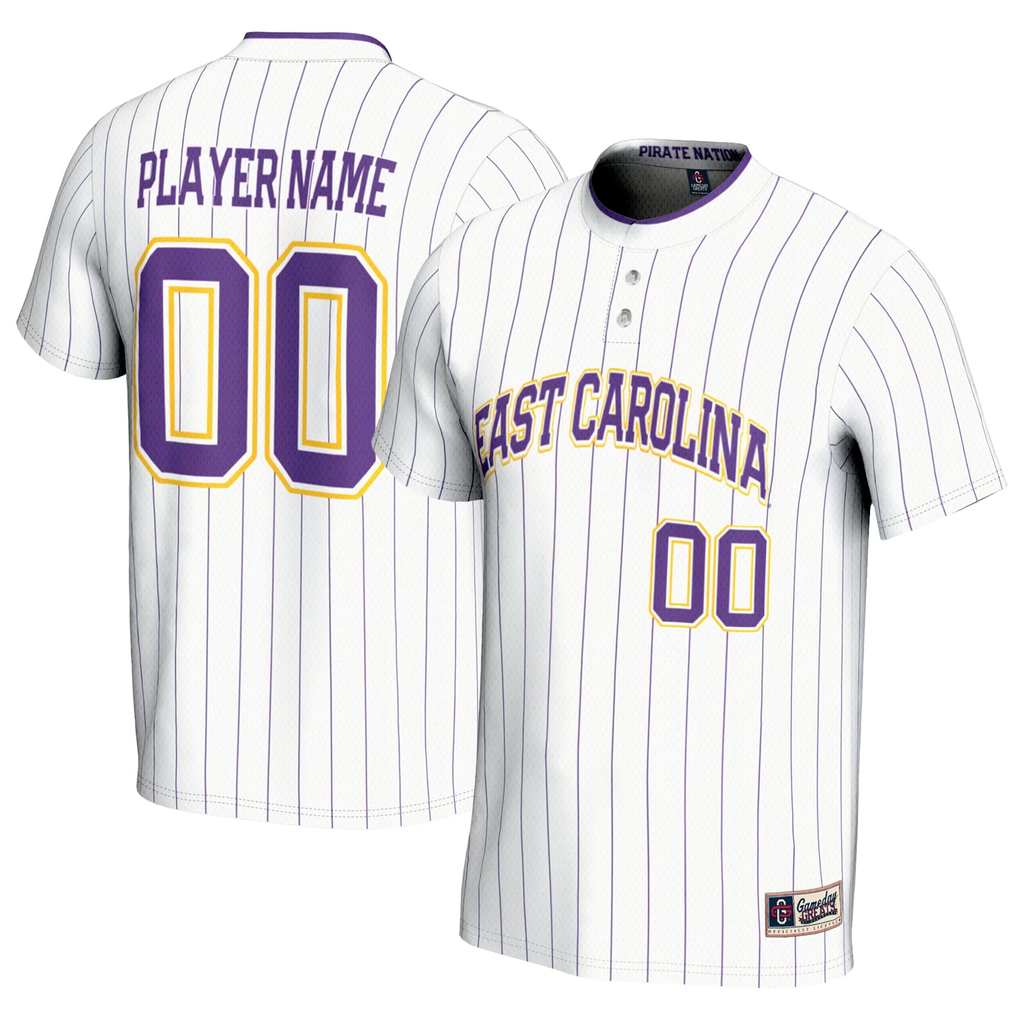 Hunk Wear - ECU Pirates GameDay Greats Unisex NIL Pick-A-Player Lightweight Softball Jersey - White