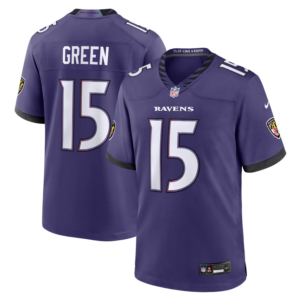 Hunk Wear - Mike Green Baltimore Ravens Nike Team Game Jersey - Purple