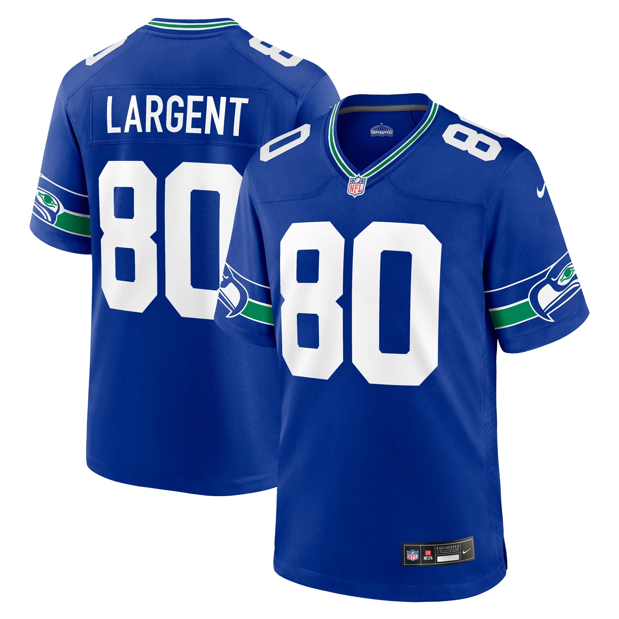 Hunk Wear - Steve Largent Seattle Seahawks Nike Throwback Retired Player Game Jersey - Royal