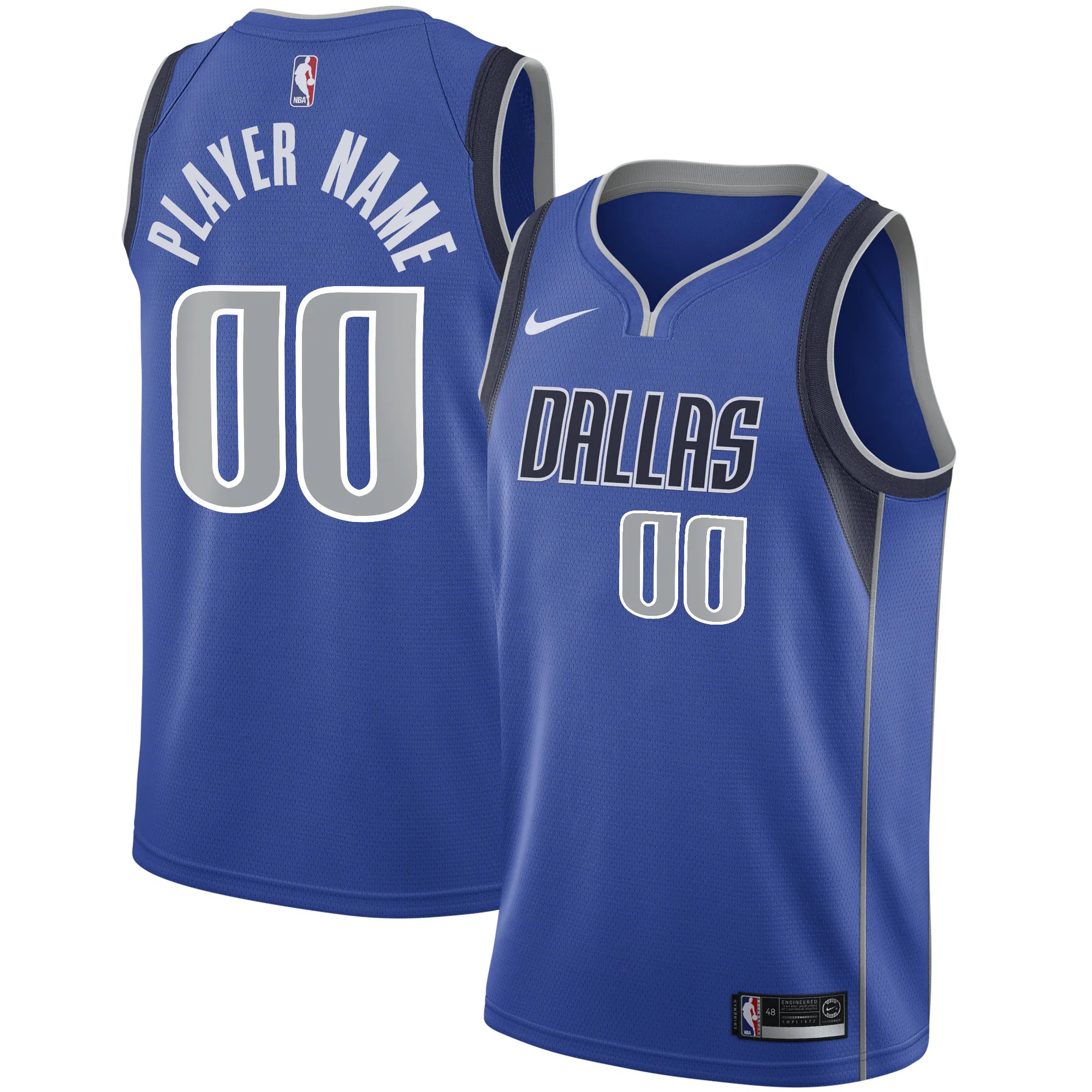 Hunk Wear - Dallas Mavericks Nike Swingman Custom Jersey Blue - Icon Edition