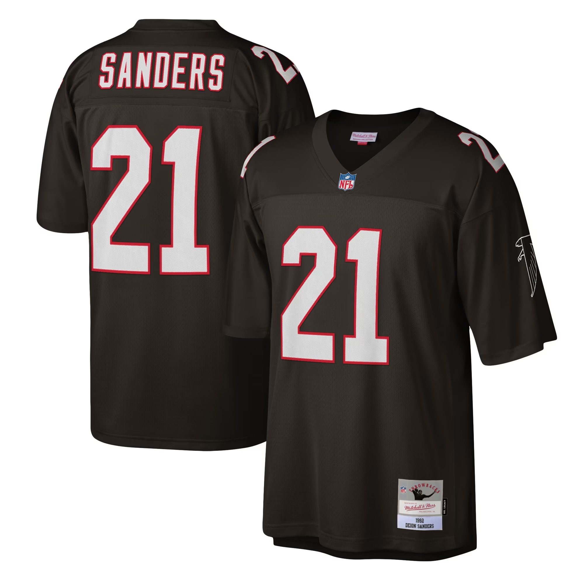 Hunk Wear - Deion Sanders Atlanta Falcons Mitchell & Ness Legacy Replica Jersey - Black