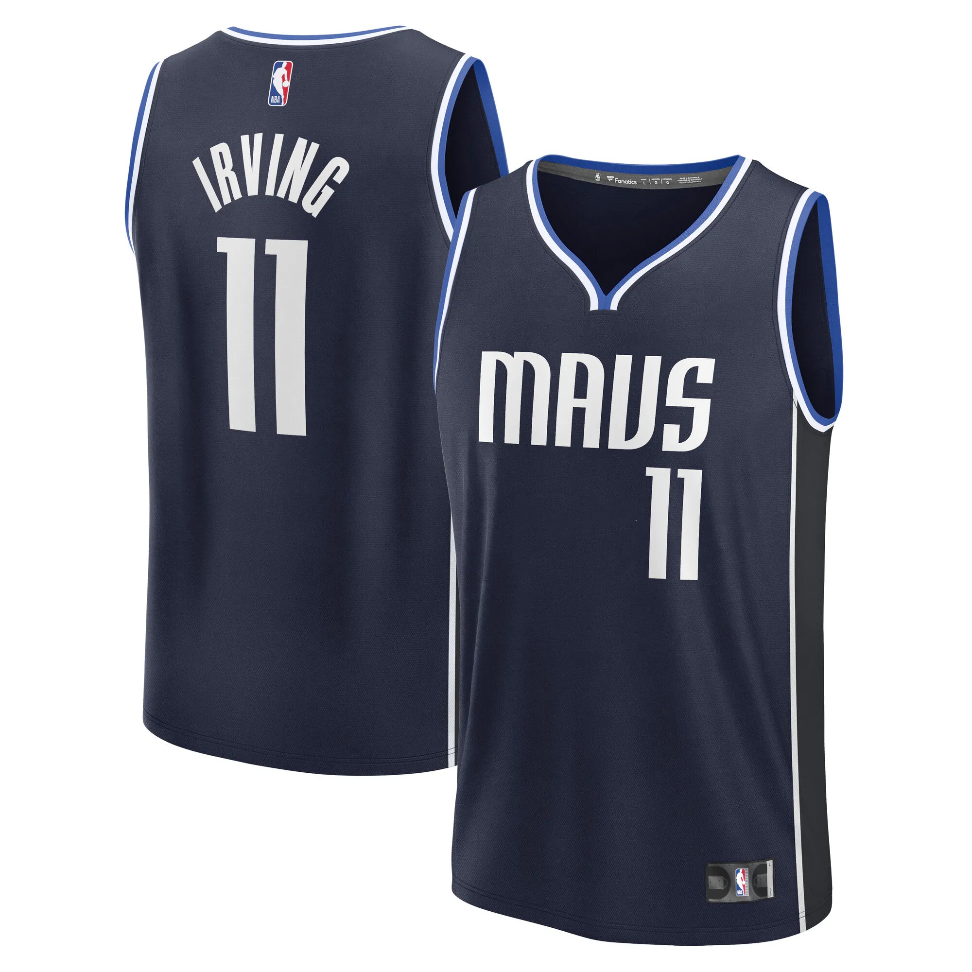 Hunk Wear - Kyrie Irving Dallas Mavericks Fanatics Fast Break Replica Player Jersey - Statement Edition - Navy