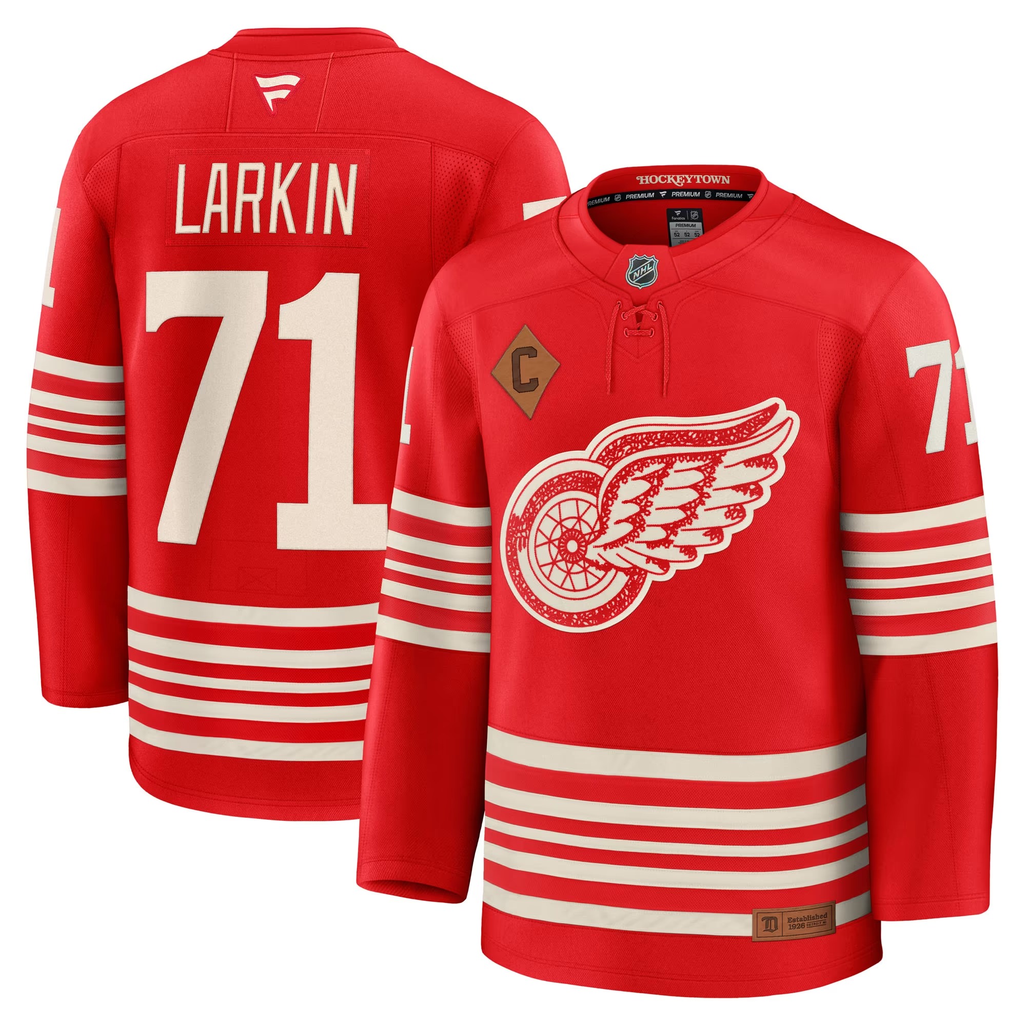 Hunk Wear - Dylan Larkin Detroit Red Wings Fanatics Centennial Premium Player Jersey - Red