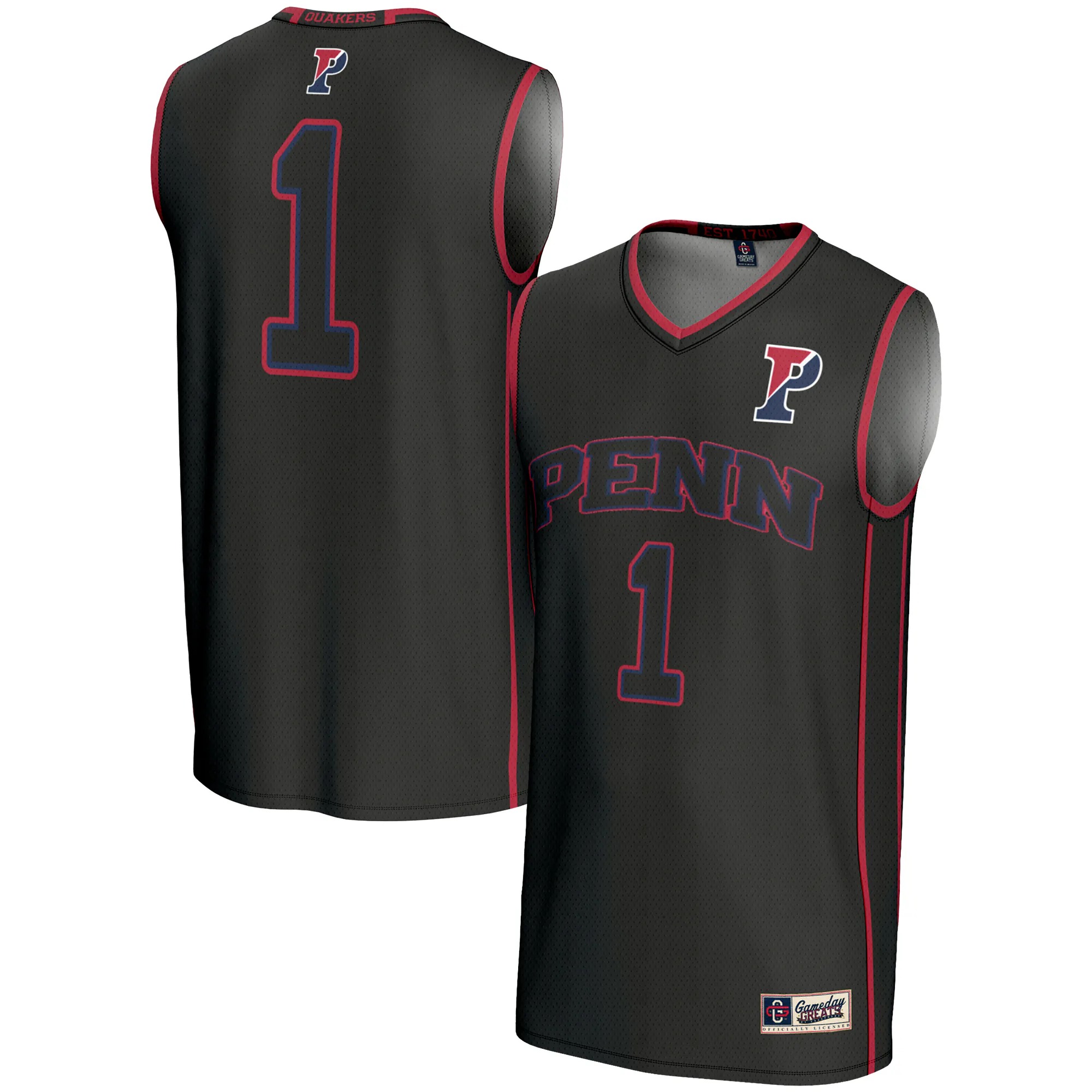 Hunk Wear - #1 Pennsylvania Quakers GameDay Greats Youth Lightweight Basketball Jersey - Black