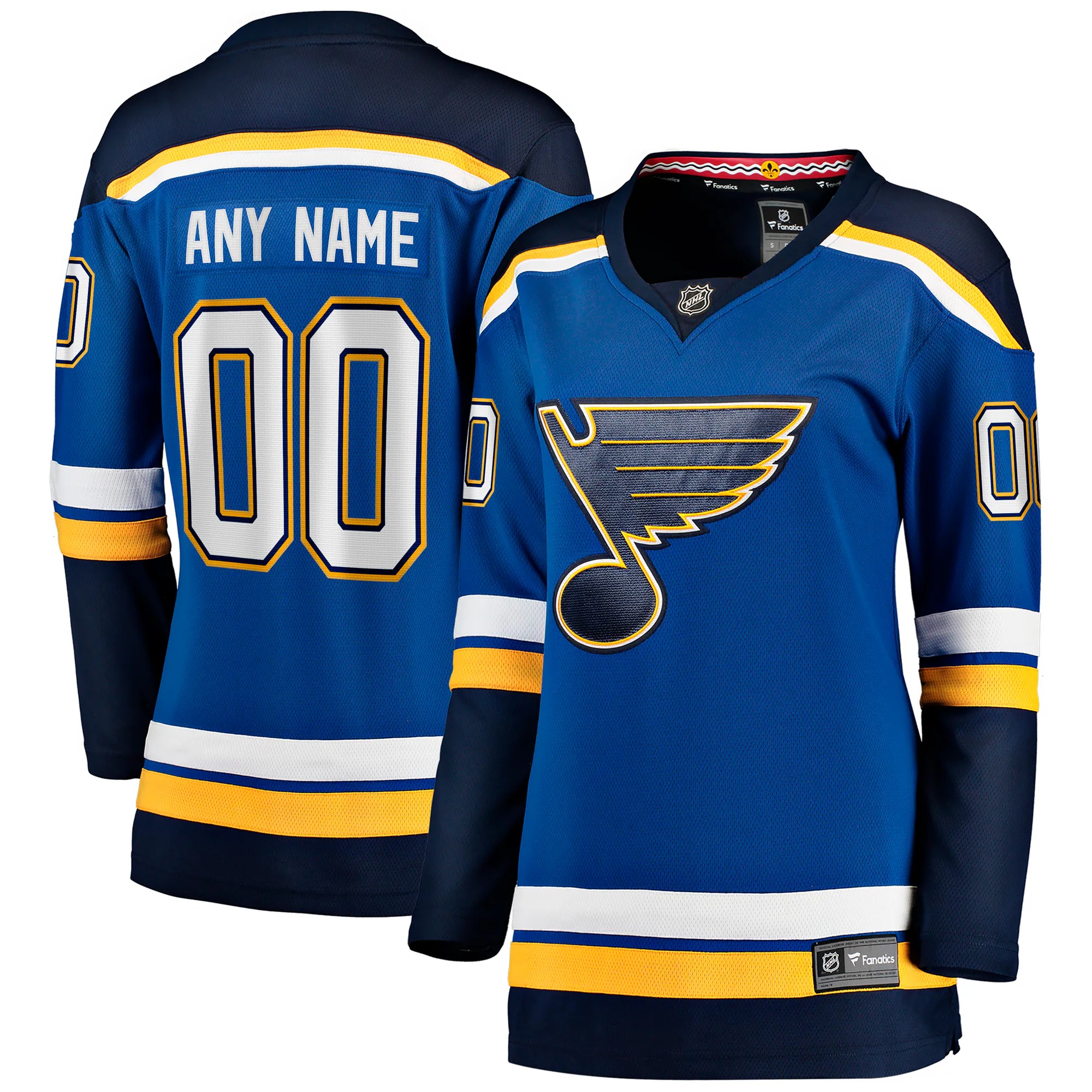 Hunk Wear - St. Louis Blues Fanatics Women's Home Breakaway Custom Jersey - Blue