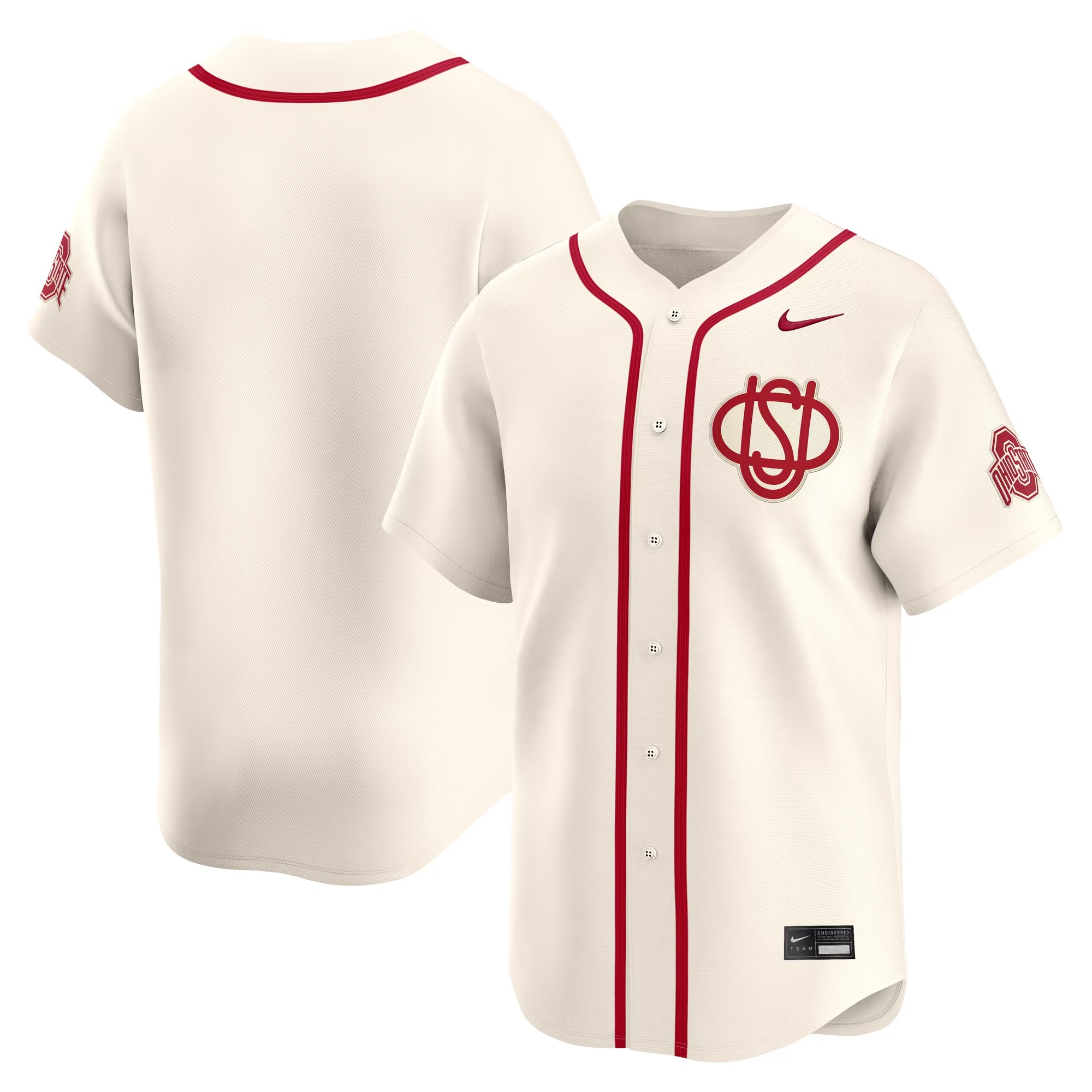 Hunk Wear - Ohio State Buckeyes Nike Alternate Limited Baseball Jersey - Cream