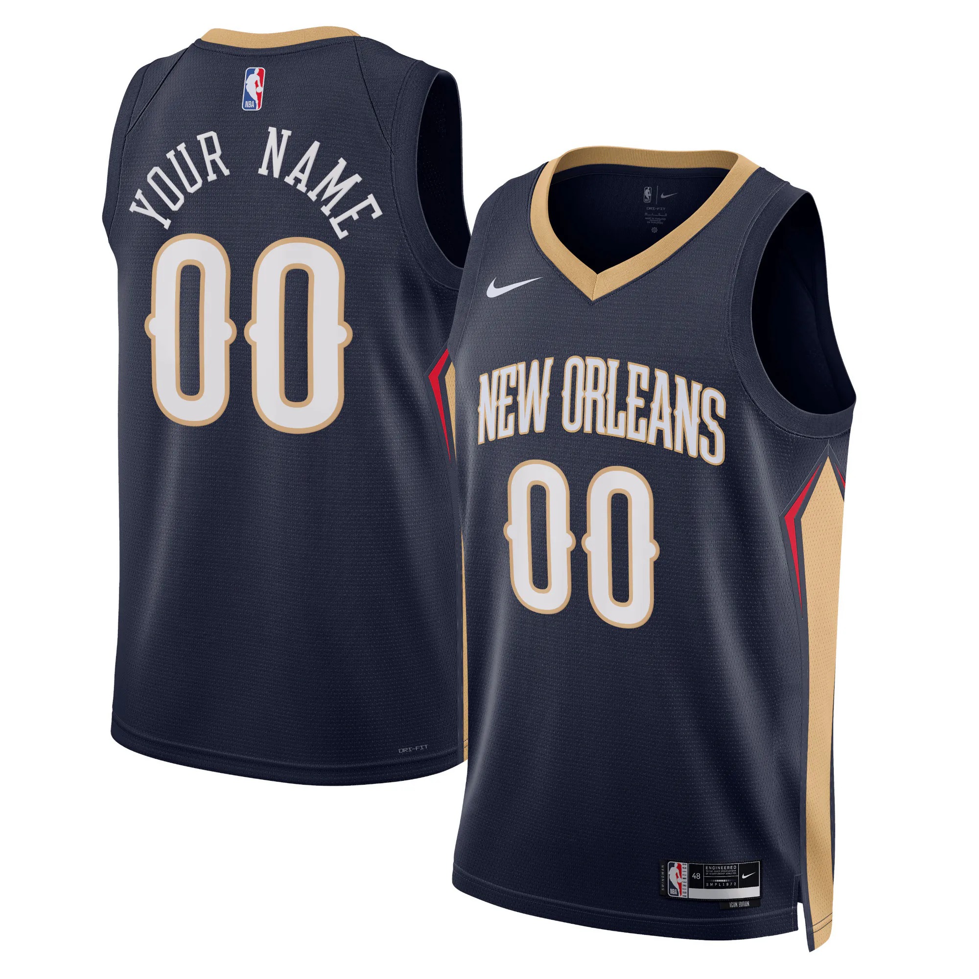 Hunk Wear - New Orleans Pelicans Nike Unisex 2022_23 Swingman Custom Jersey Navy - Icon Edition