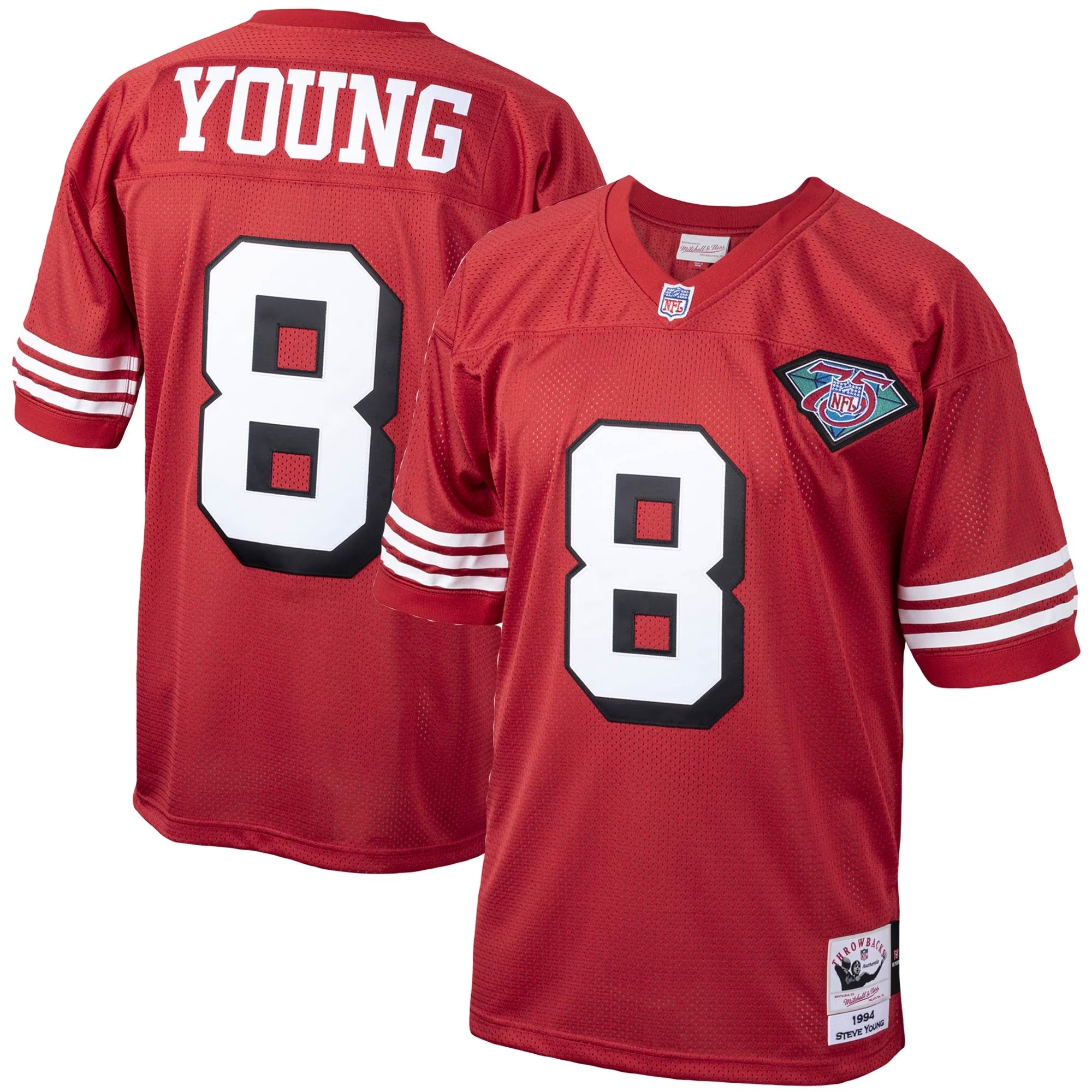 Hunk Wear - Steve Young San Francisco 49ers 1994 Mitchell & Ness Authentic Throwback Retired Player Jersey - Scarlet
