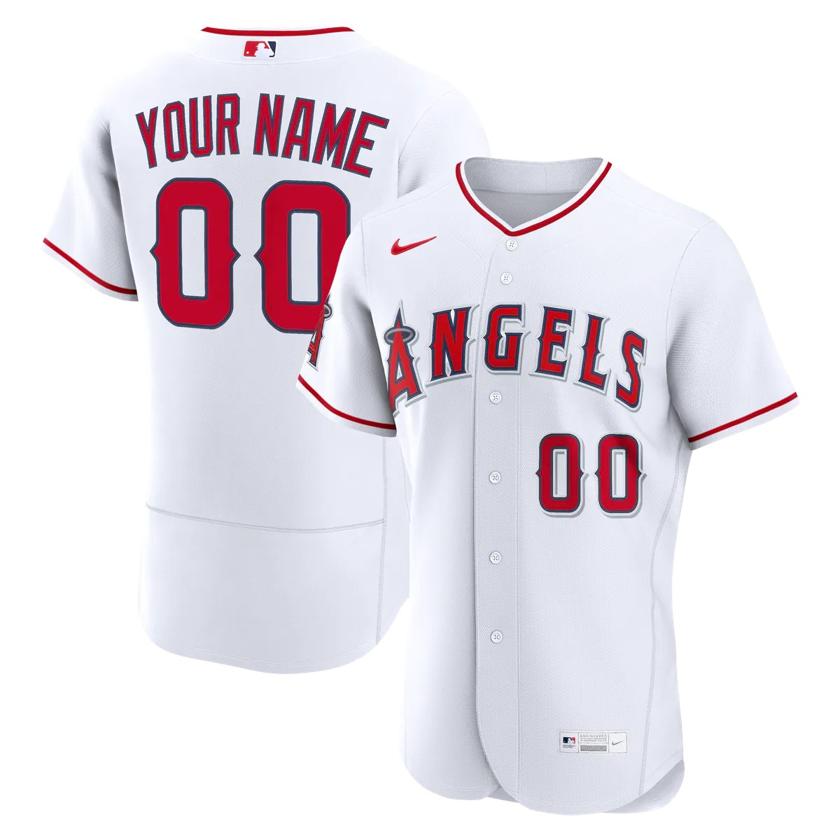 Hunk Wear - Los Angeles Angels Nike Home Authentic Custom Jersey - White