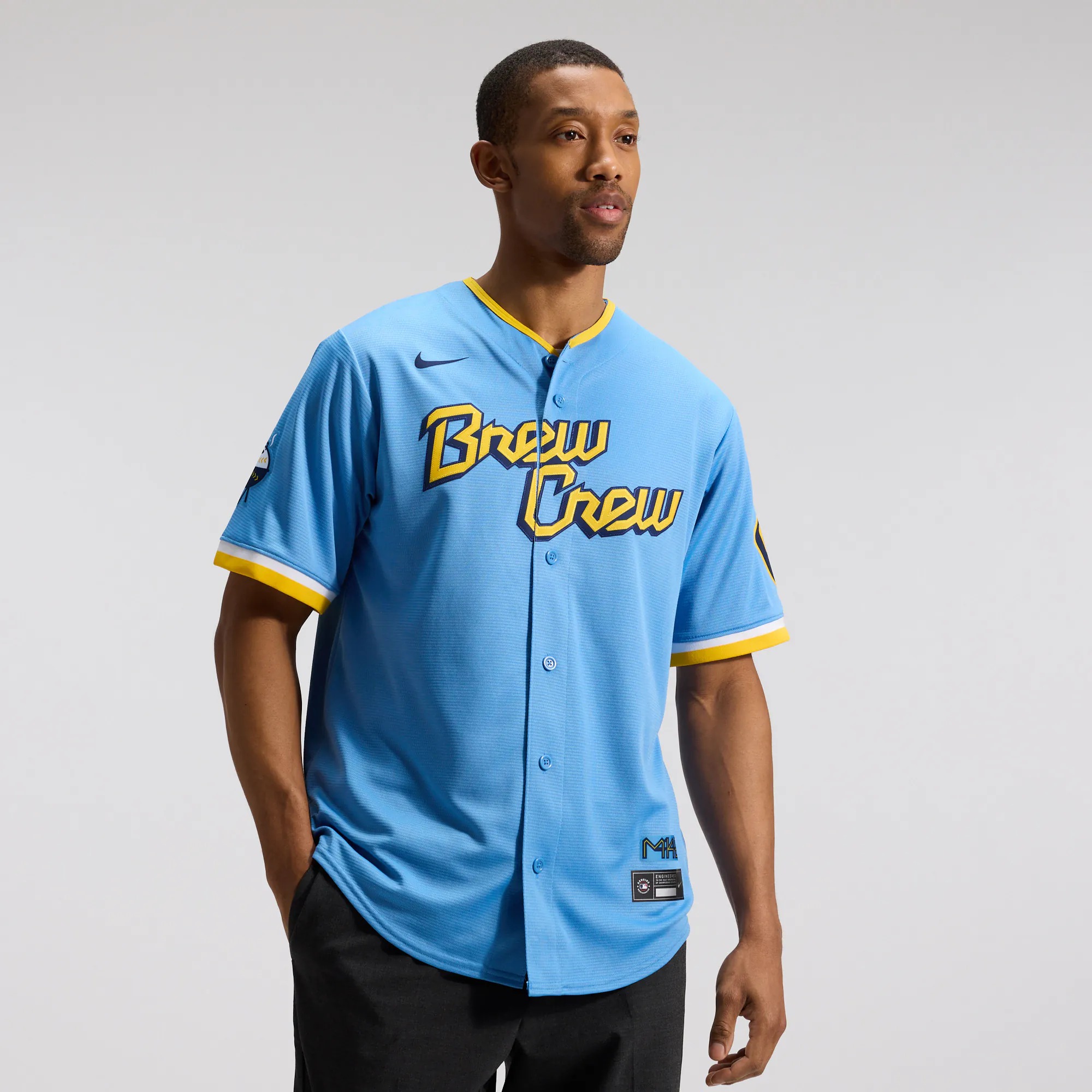Hunk Wear - Milwaukee Brewers Nike City Connect Replica Team Jersey - Powder Blue