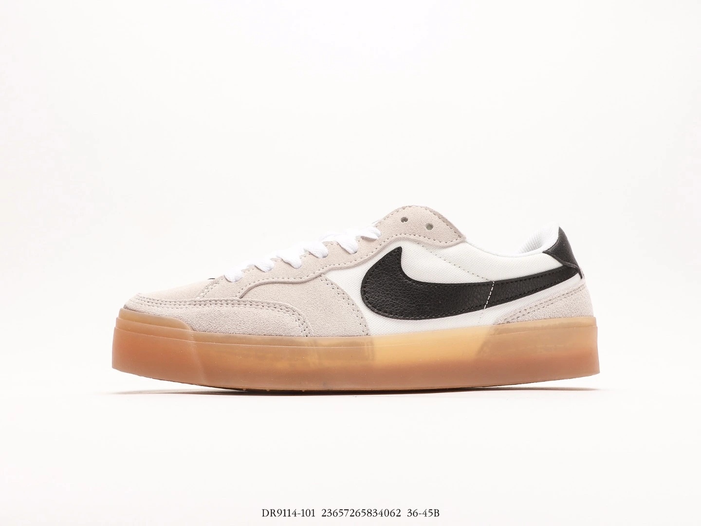 Nike Suede And Canvas Sneakers Cream Black Gum Sole DR9114-101