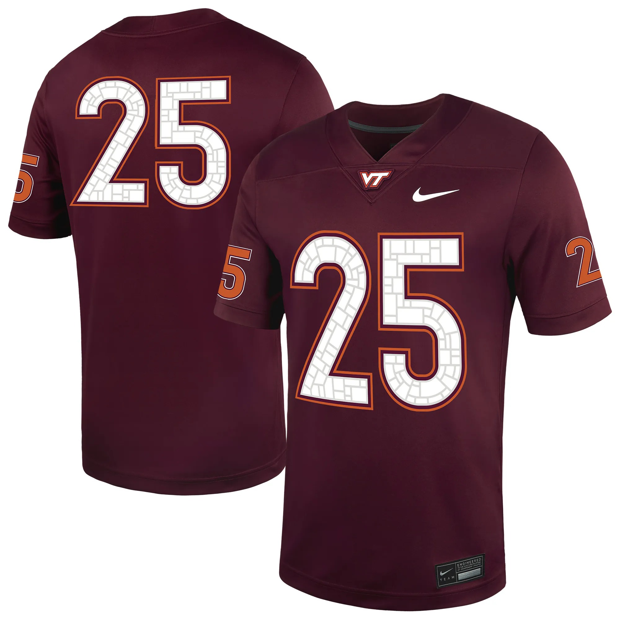 Hunk Wear - #25 Virginia Tech Hokies Nike Untouchable Football Jersey ' Maroon