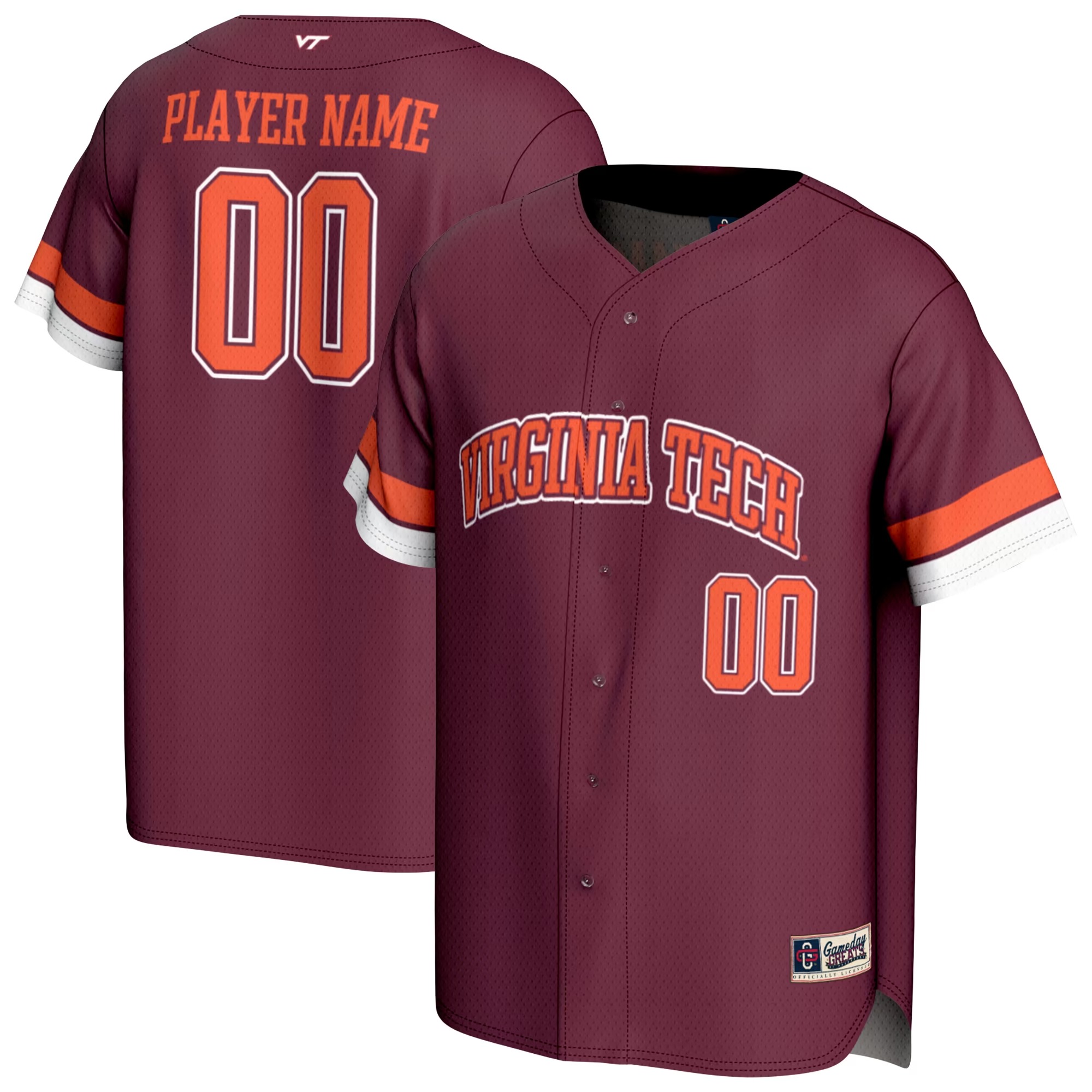 Hunk Wear - Virginia Tech Hokies GameDay Greats Youth NIL Pick-A-Player Lightweight Baseball Jersey - Maroon