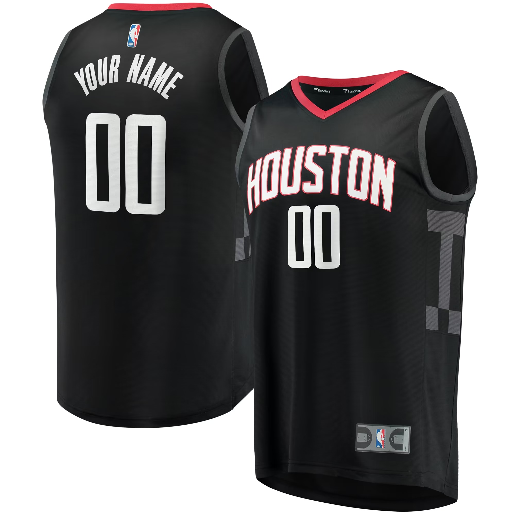 Hunk Wear - Houston Rockets Fanatics Fast Break Replica Custom Jersey - Statement Edition - Black