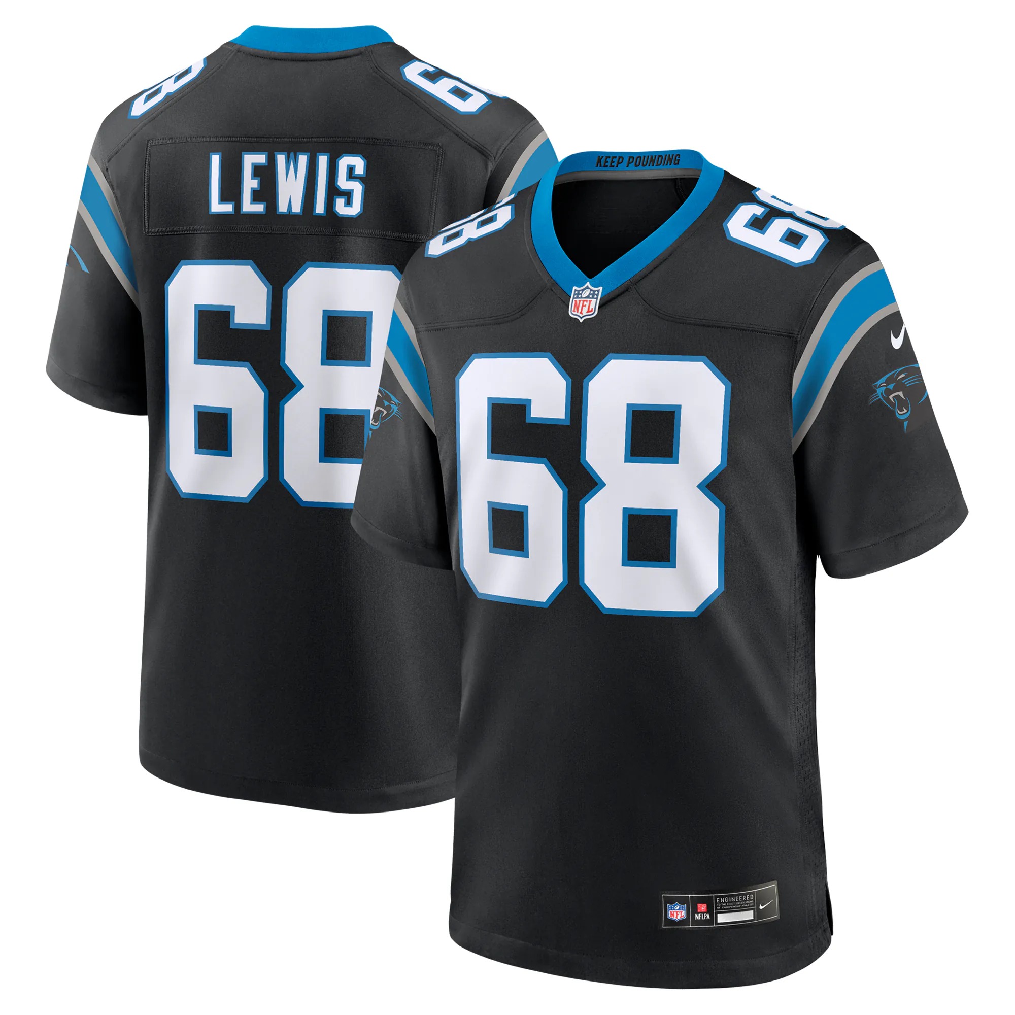 Hunk Wear - Damien Lewis Carolina Panthers Nike Game Jersey - Black