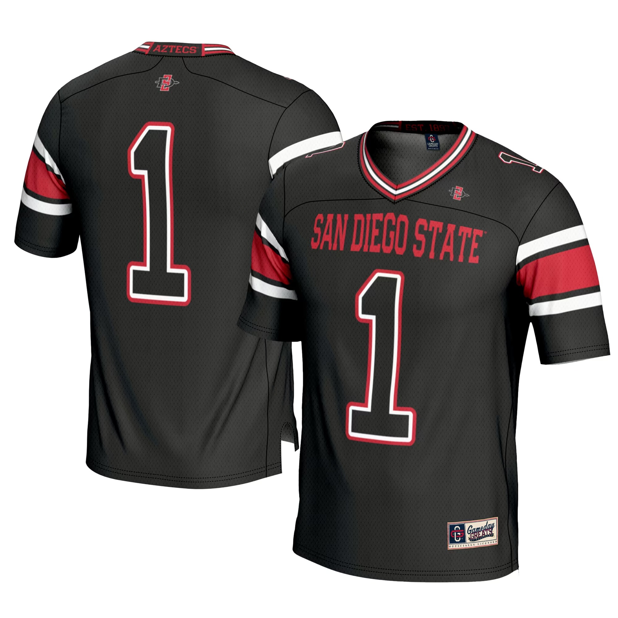 Hunk Wear - #1 San Diego State Aztecs GameDay Greats Youth Football Jersey - Black