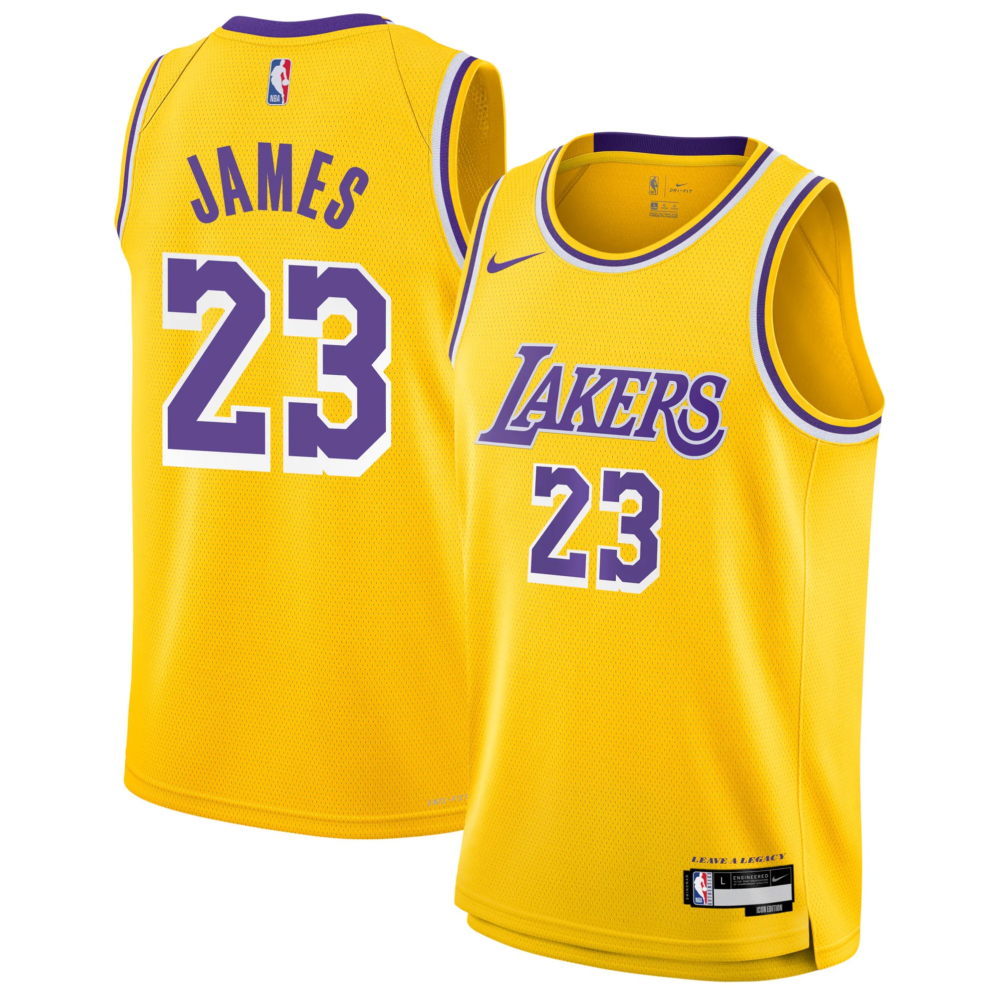 Hunk Wear - LeBron James Los Angeles Lakers Nike Youth Swingman Jersey - Icon Edition - Gold