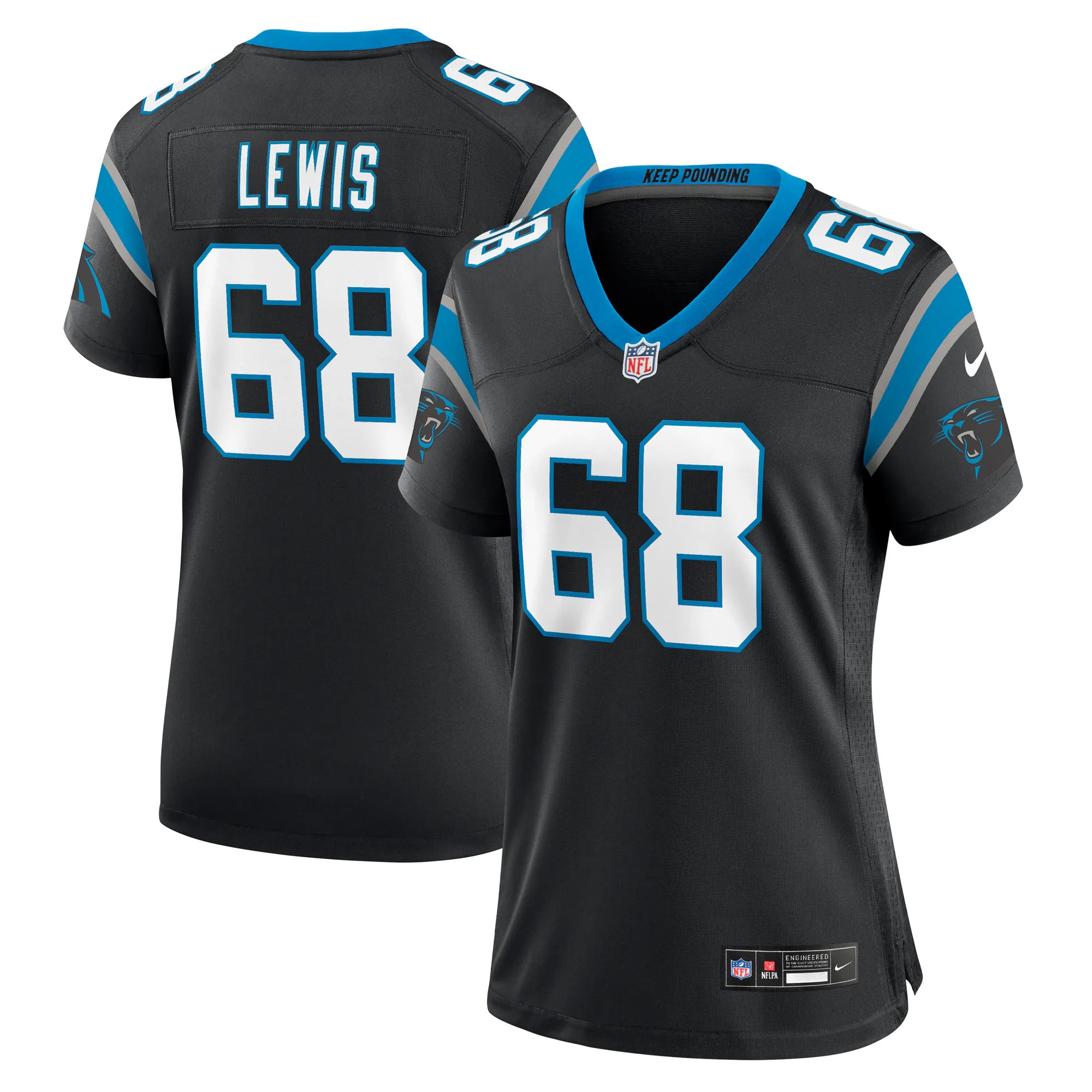 Hunk Wear - Damien Lewis Carolina Panthers Nike Women's Game Jersey - Black