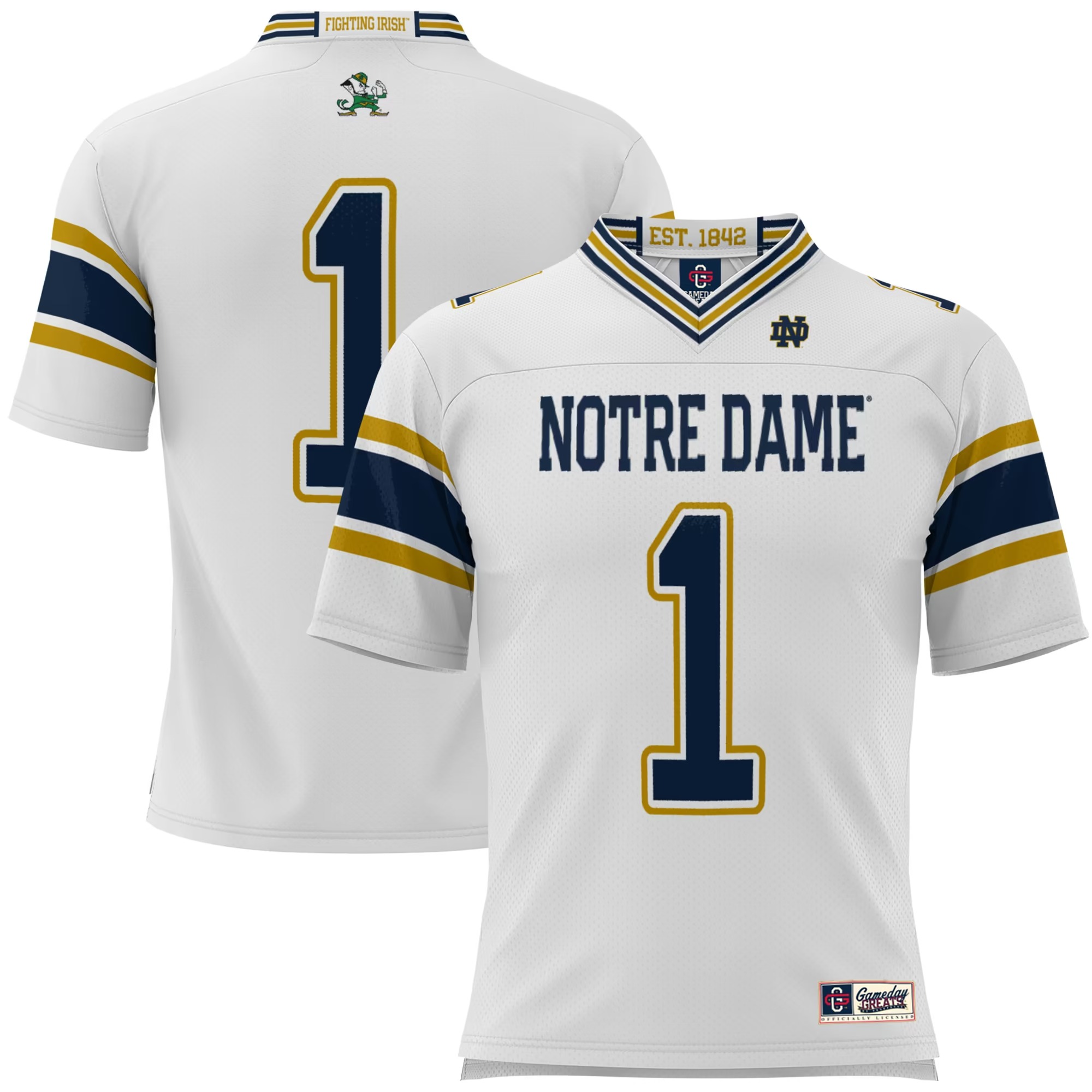 Hunk Wear - #1 Notre Dame Fighting Irish GameDay Greats Youth Football Jersey - White