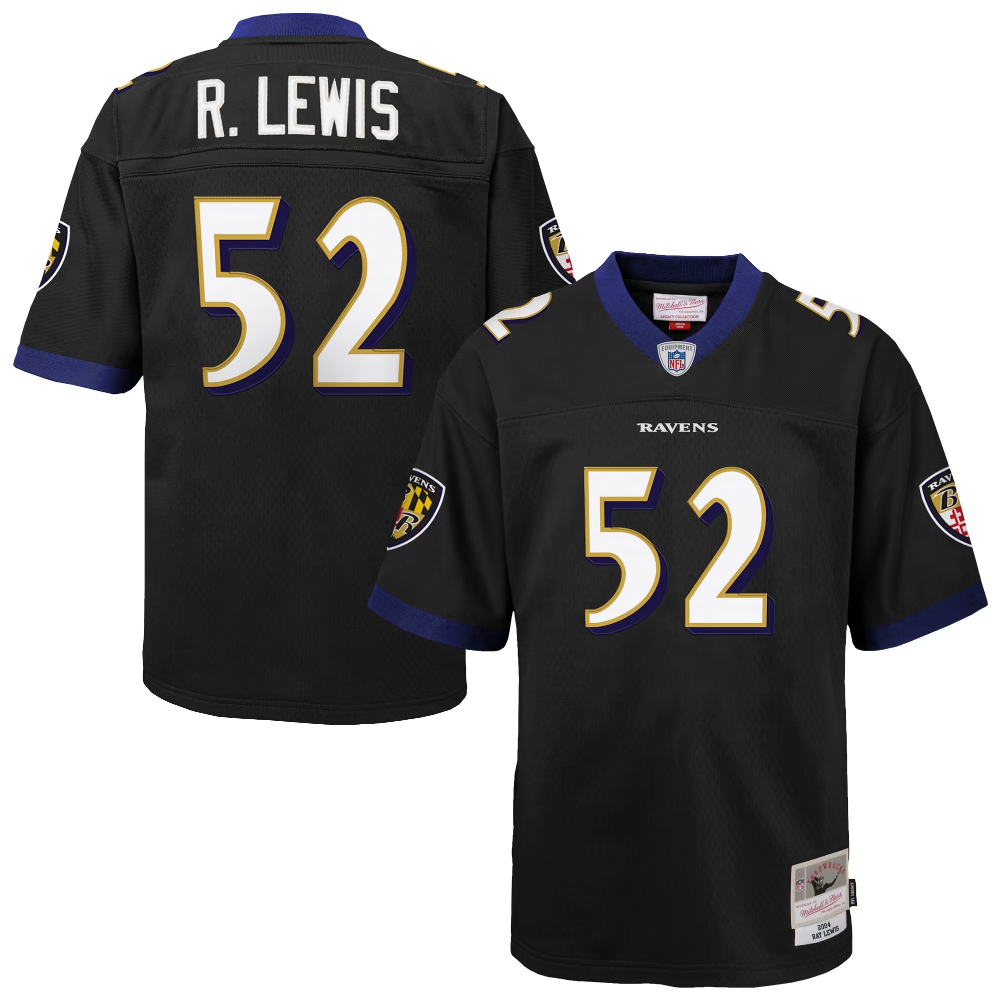 Hunk Wear - Ray Lewis Baltimore Ravens Mitchell & Ness Youth 2004 Legacy Player Jersey - Black