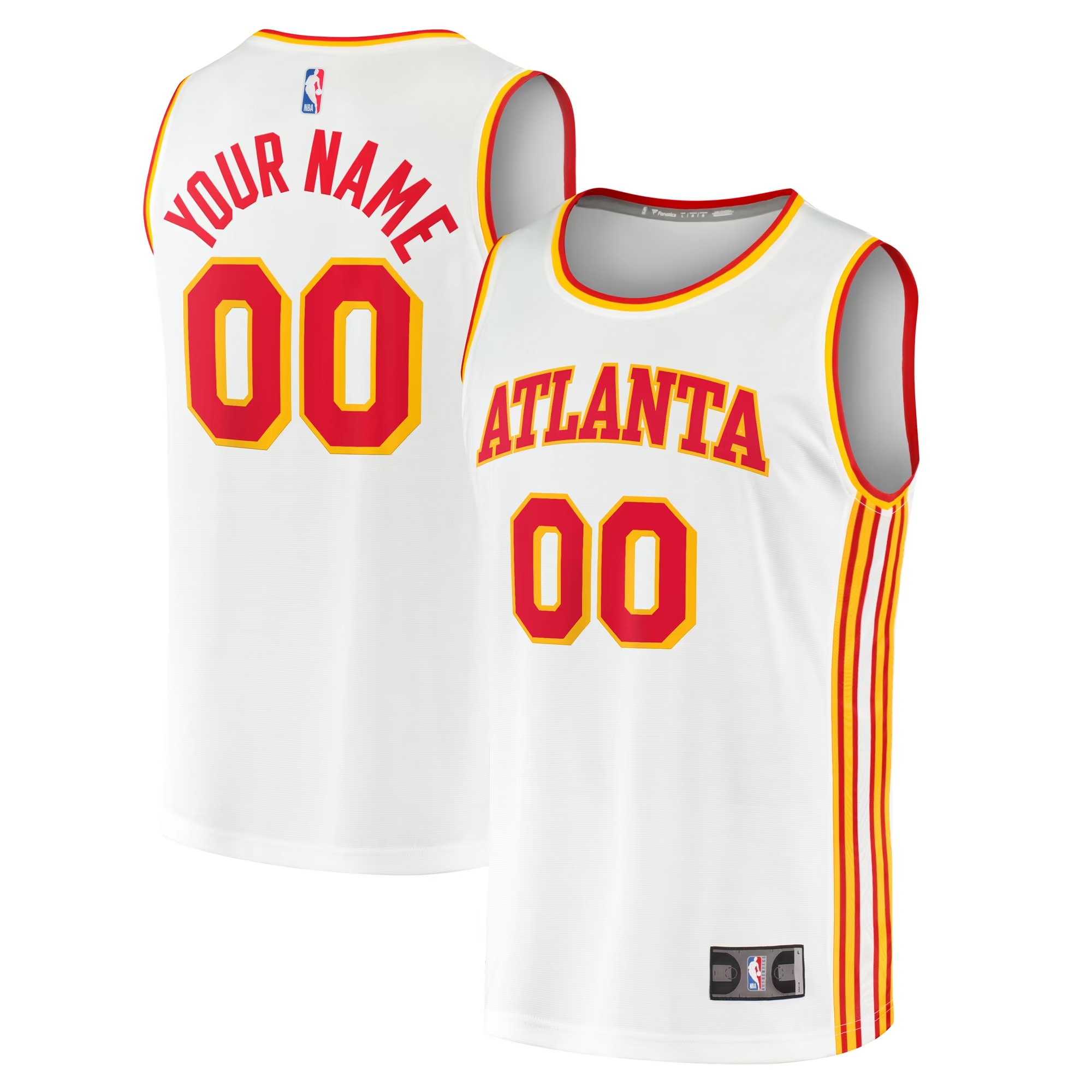 Hunk Wear - Atlanta Hawks Fanatics Fast Break Custom Replica Jersey - Association Edition - White