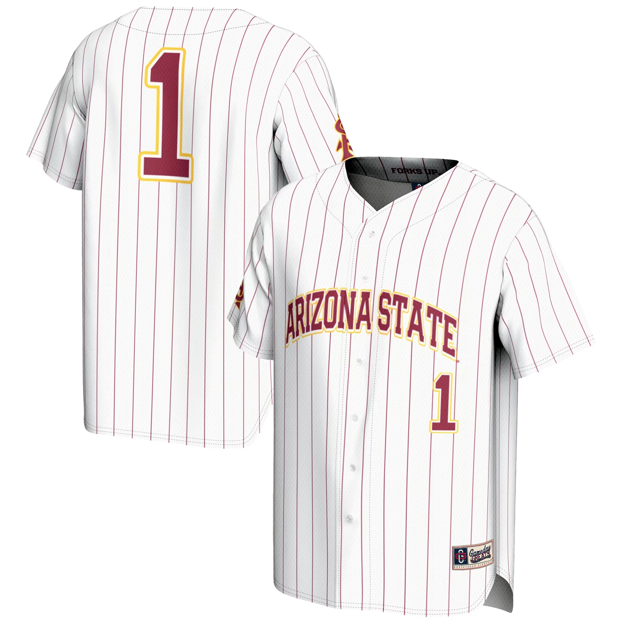 Hunk Wear - #1 Arizona State Sun Devils GameDay Greats Youth Lightweight Baseball Jersey - White