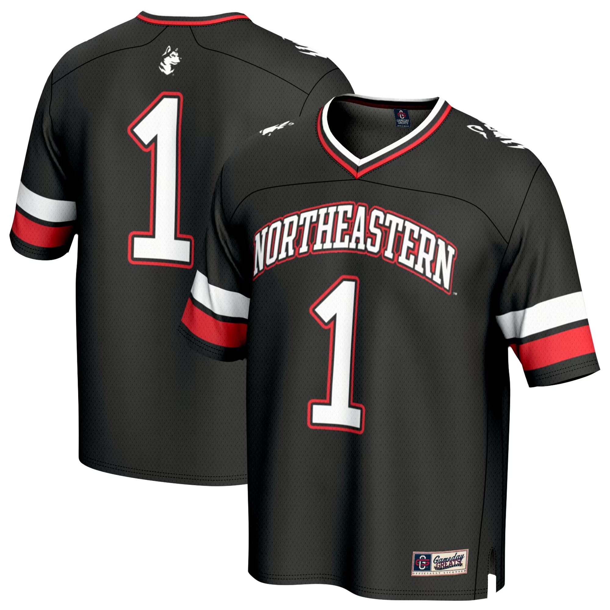 Hunk Wear - #1 Northeastern Huskies GameDay Greats Youth Lightweight Collegiate Football Fashion Jersey - Black