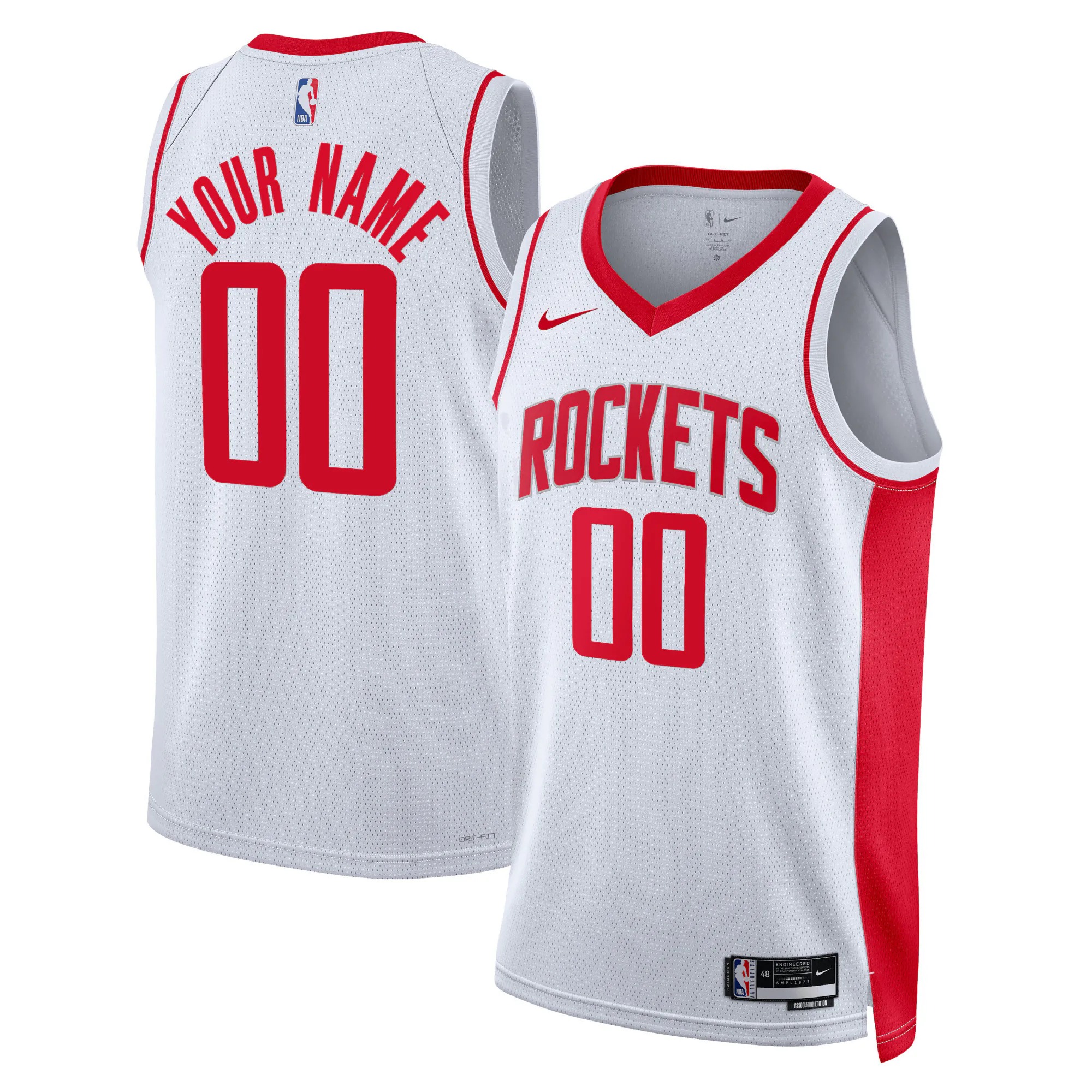 Hunk Wear - Houston Rockets Nike Unisex Swingman Custom Jersey White - Association Edition