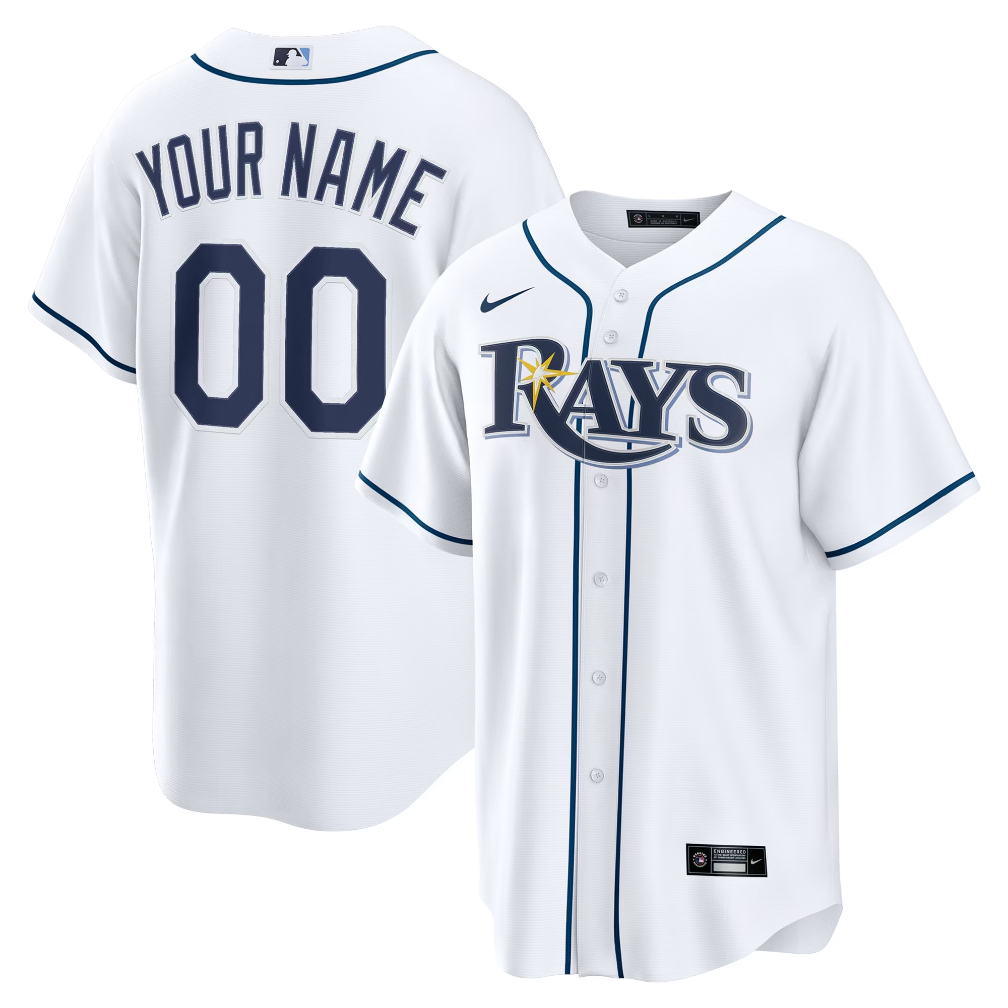 Hunk Wear - Tampa Bay Rays Nike Home Custom Replica Jersey - White