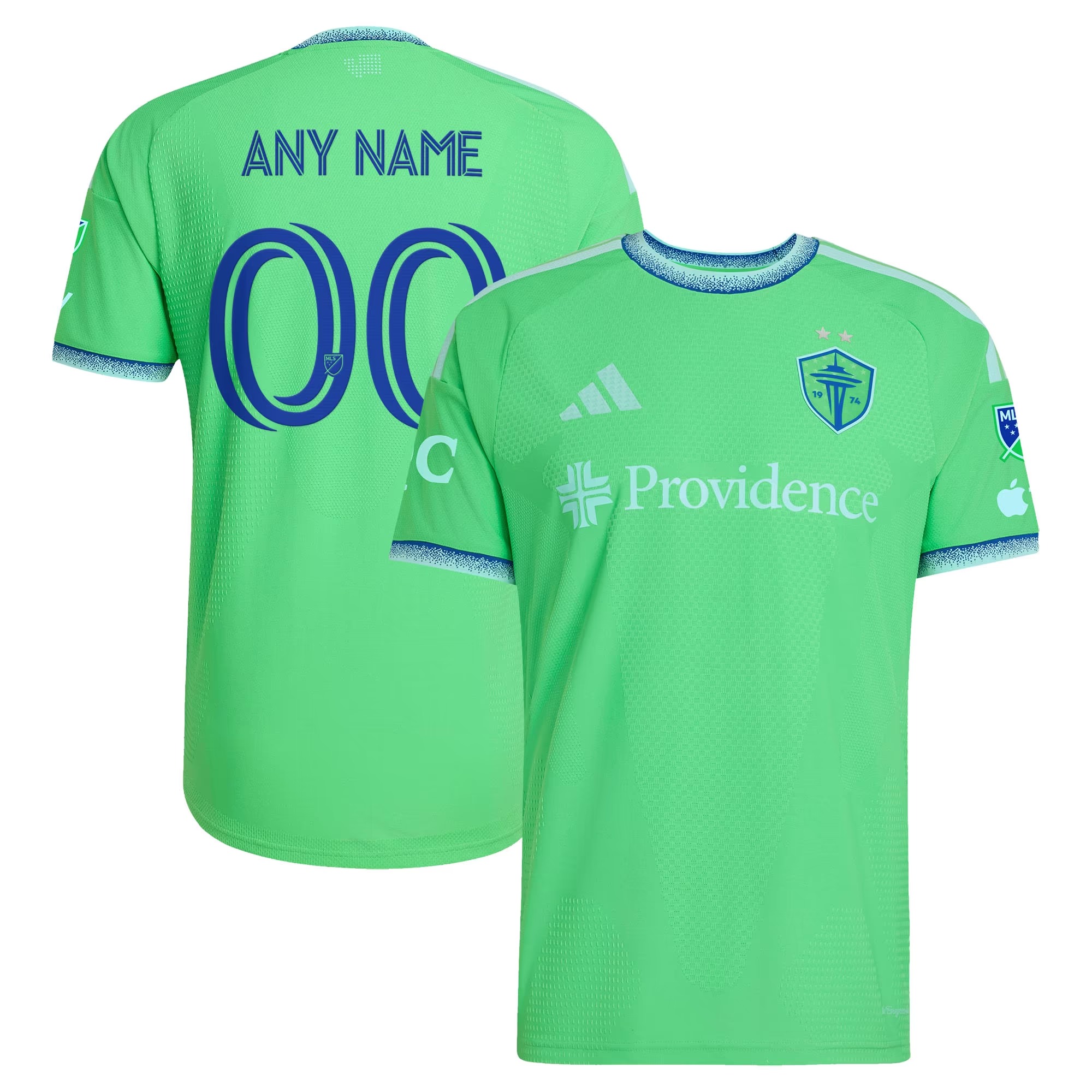 Hunk Wear - Seattle Sounders FC adidas 2026 The Evergreen State Kit On-Field Authentic Patch Custom Jersey - Rave Green