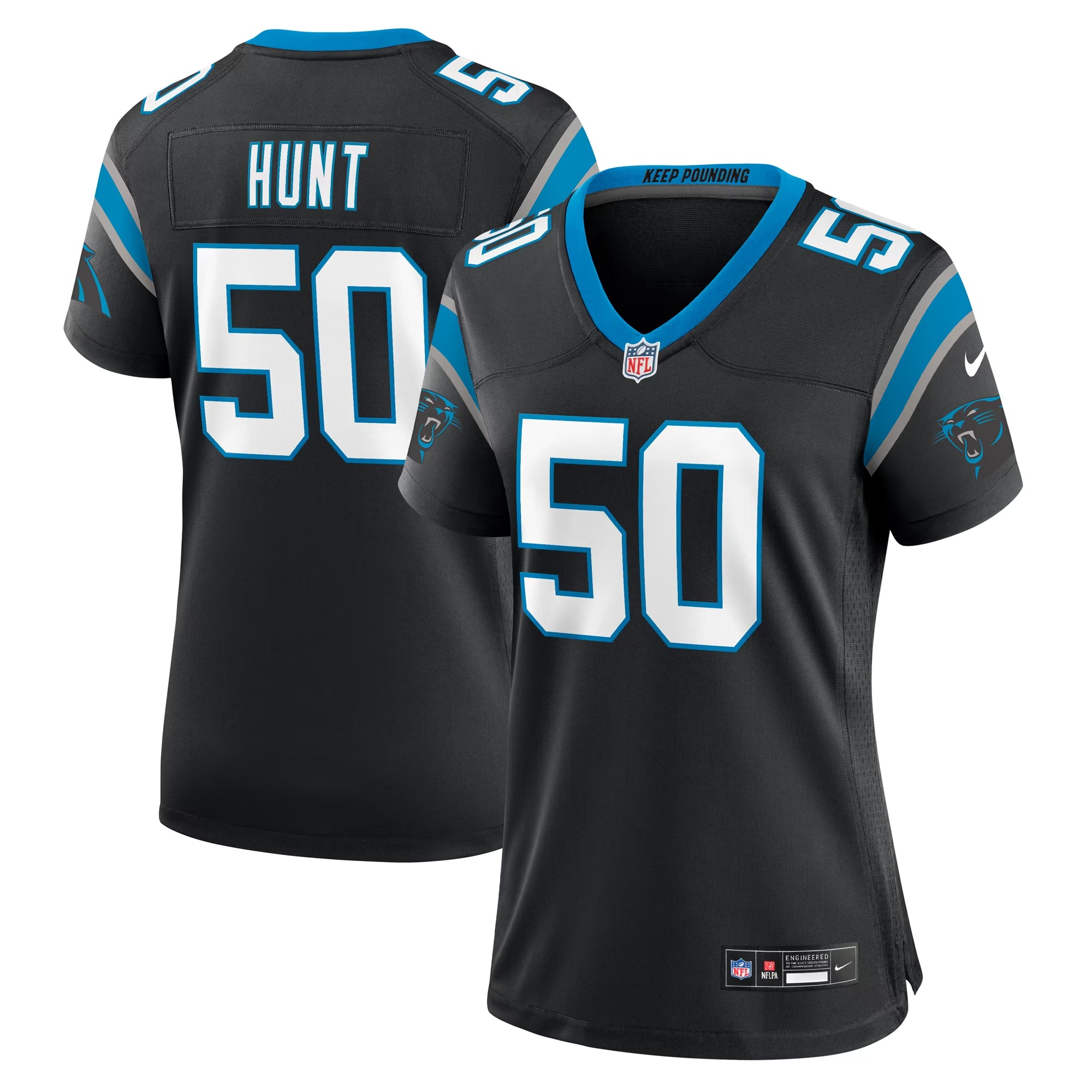 Hunk Wear - Robert Hunt Carolina Panthers Nike Women's Game Jersey - Black
