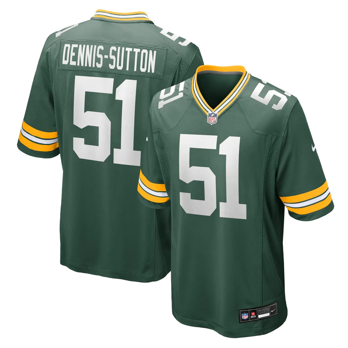 Hunk Wear - Dani Dennis-Sutton Green Bay Packers Nike Team Game Jersey - Green