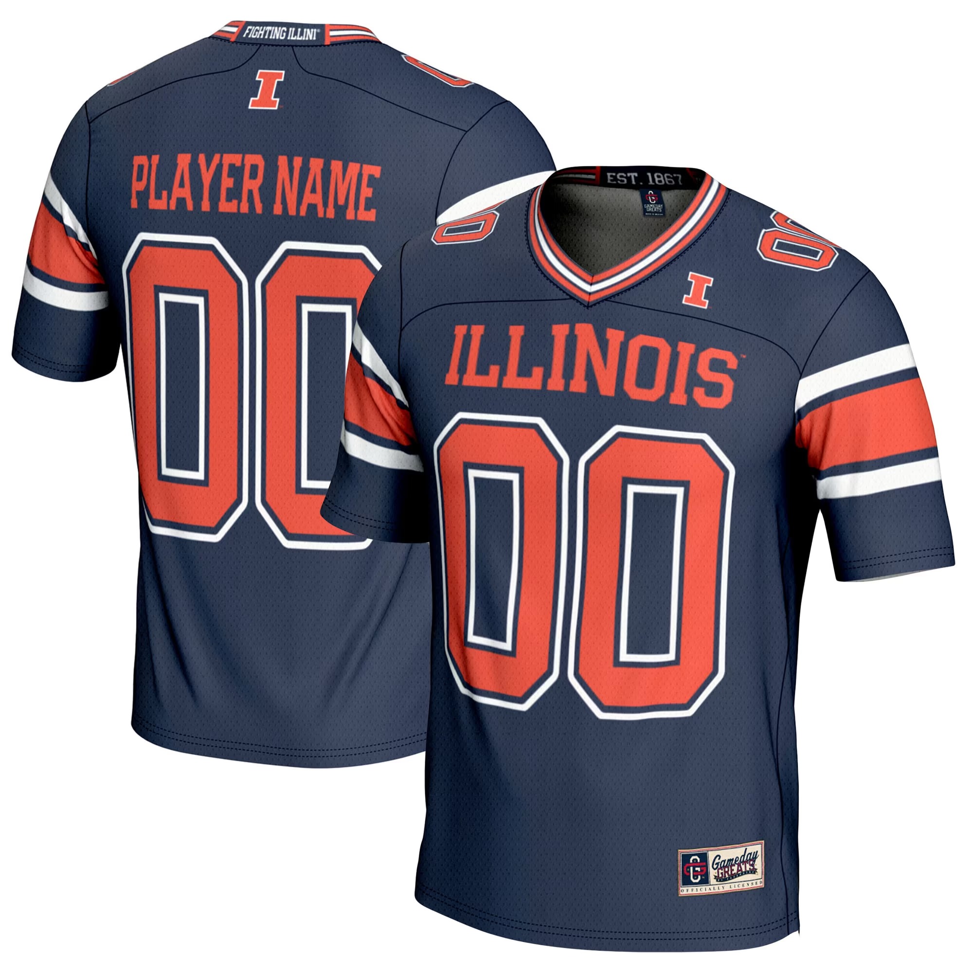 Hunk Wear - Illinois Fighting Illini GameDay Greats Youth NIL Pick-A-Player Football Jersey - Navy