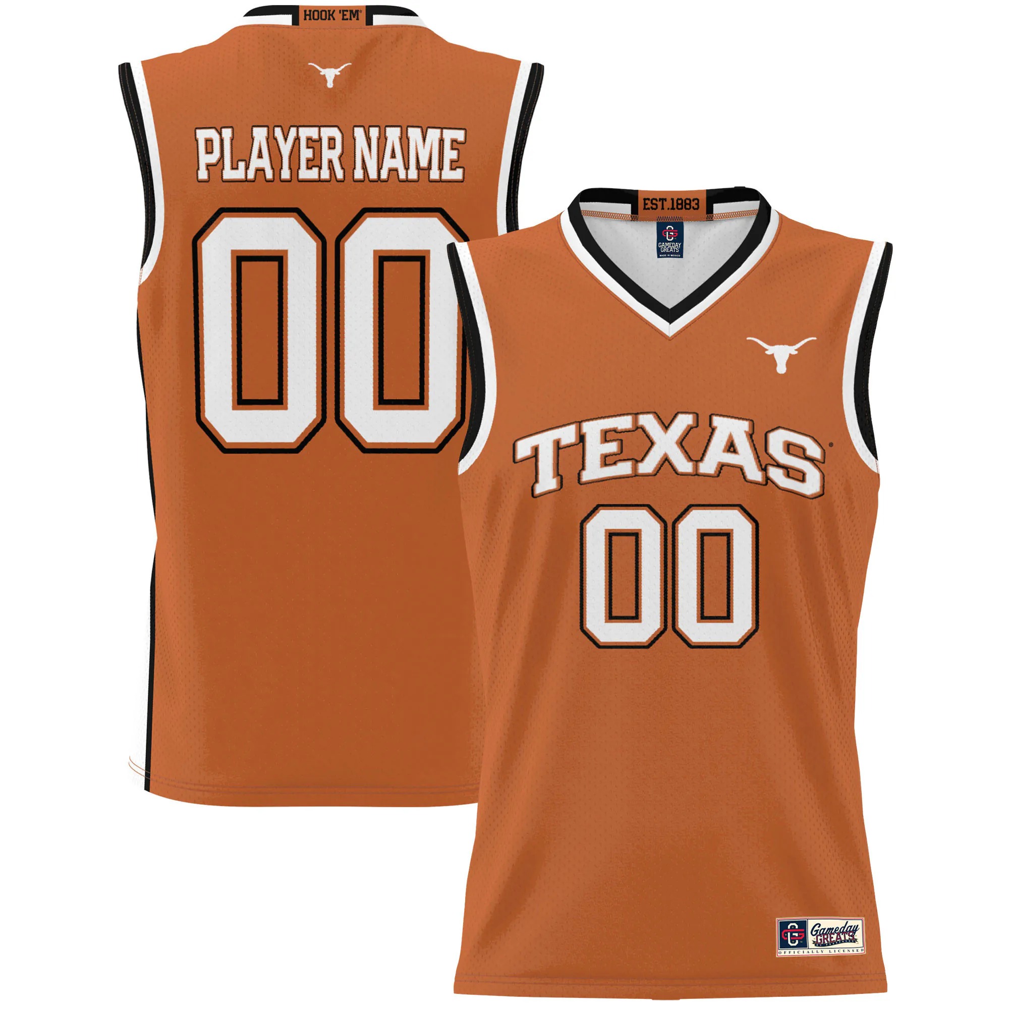 Hunk Wear - Texas Longhorns GameDay Greats Unisex Lightweight NIL Pick-A-Player Women's Basketball Jersey - Orange