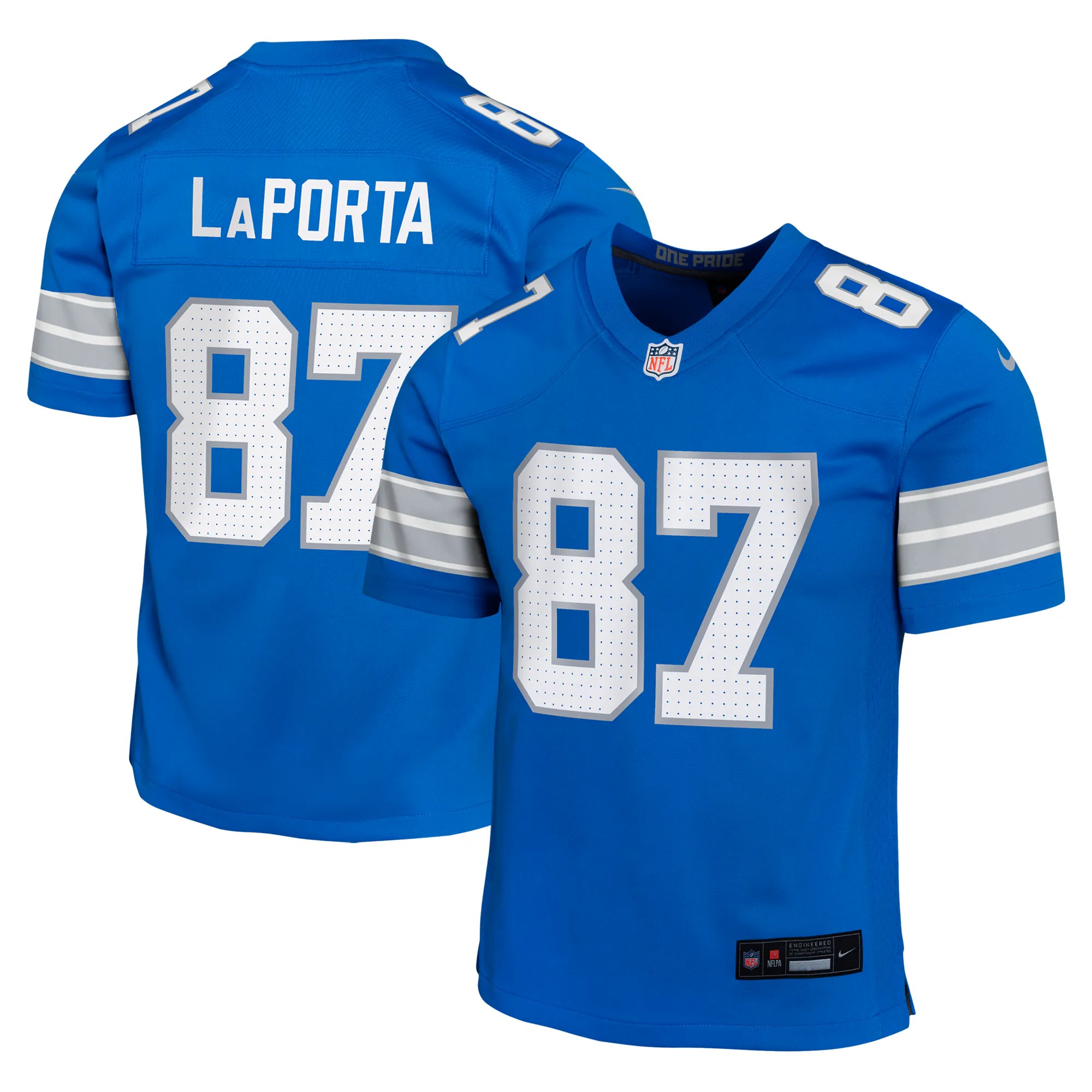 Hunk Wear - Sam LaPorta Detroit Lions Nike Youth Game Jersey - Blue