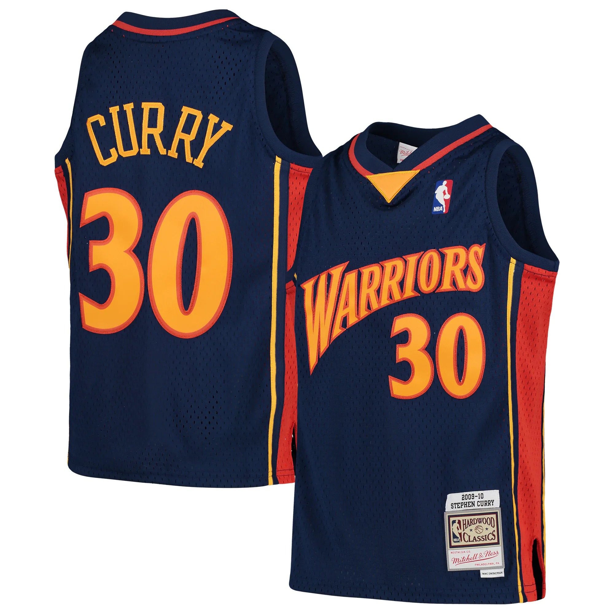 Hunk Wear - Stephen Curry Golden State Warriors Mitchell & Ness Youth 2009-10 Hardwood Classics Swingman Throwback Jersey - Navy