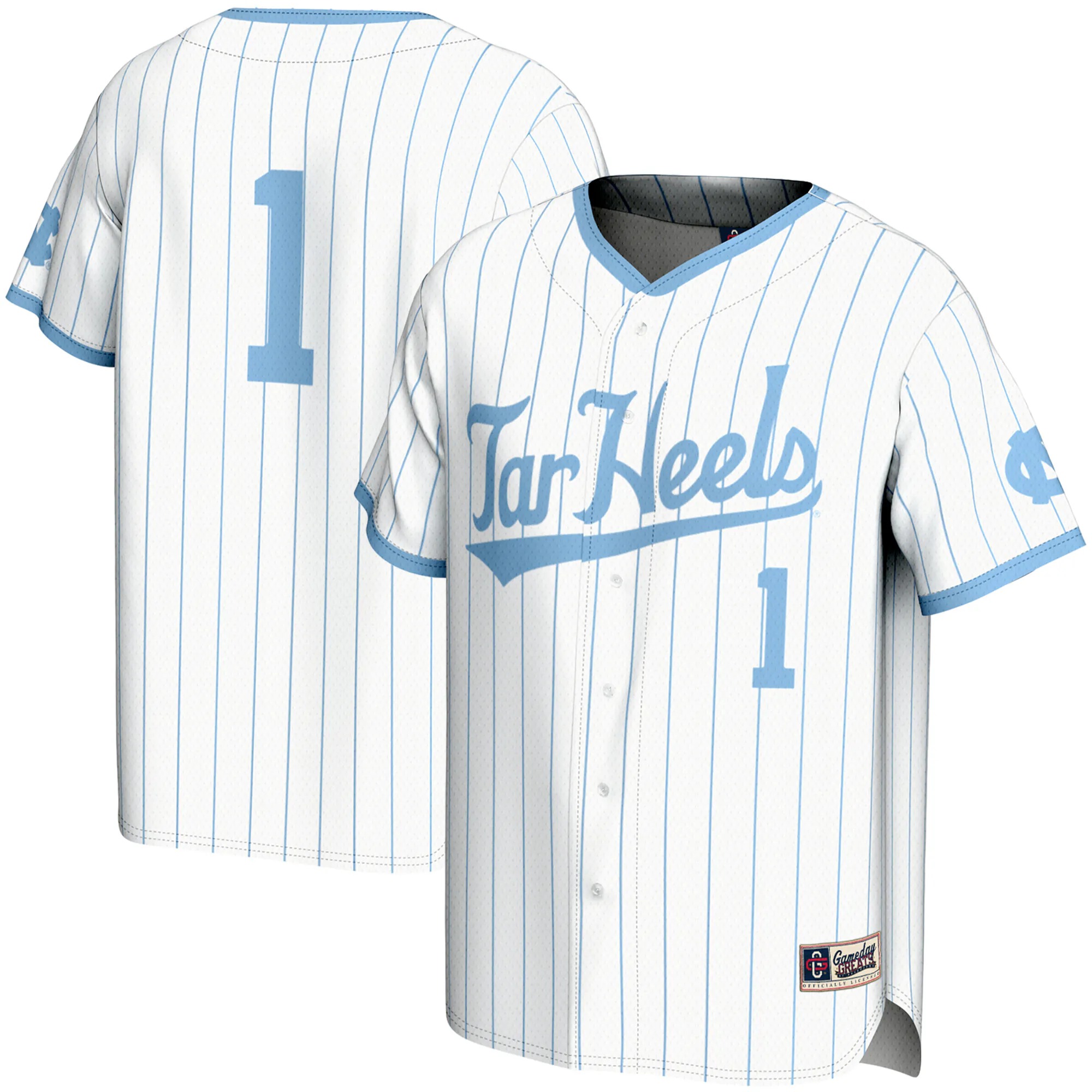 Hunk Wear - #1 North Carolina Tar Heels GameDay Greats Lightweight Baseball Jersey - White