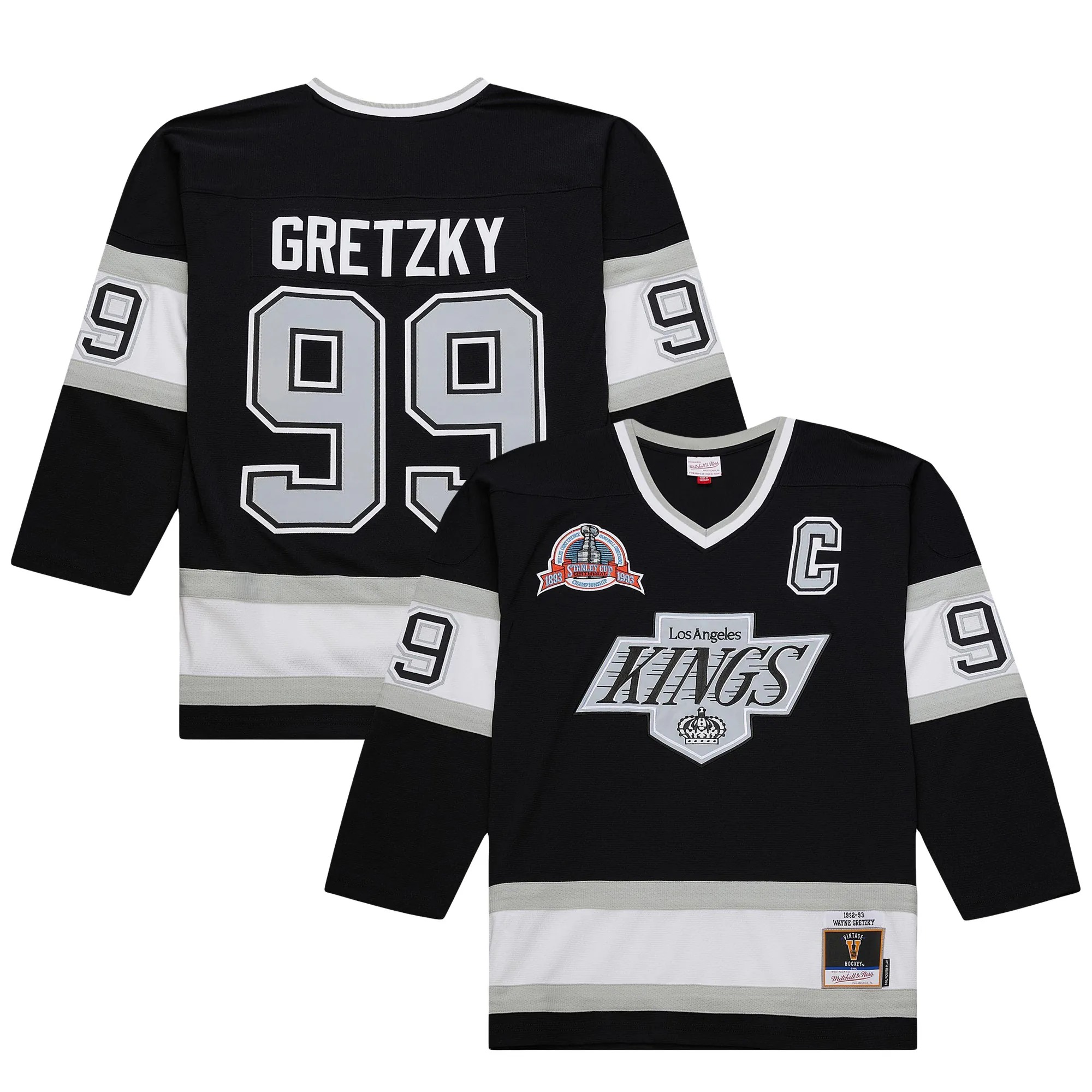 Hunk Wear - Wayne Gretzky Los Angeles Kings Mitchell & Ness Big & Tall 1992_93 Blue Line 2.0 Jersey - Black
