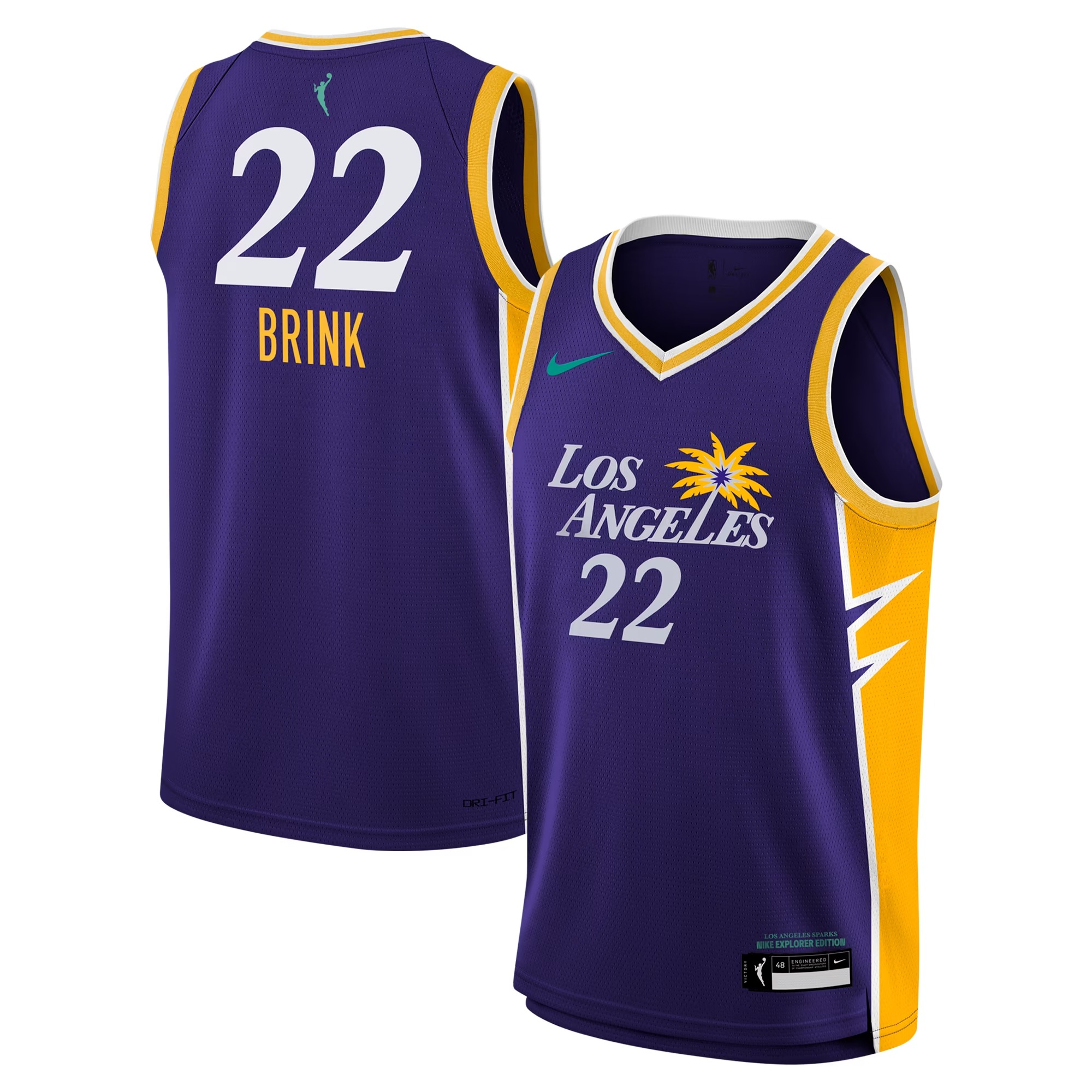 Hunk Wear - Cameron Brink Los Angeles Sparks Nike Youth 2024 WNBA Draft Explorer Edition Victory Player Jersey - Purple
