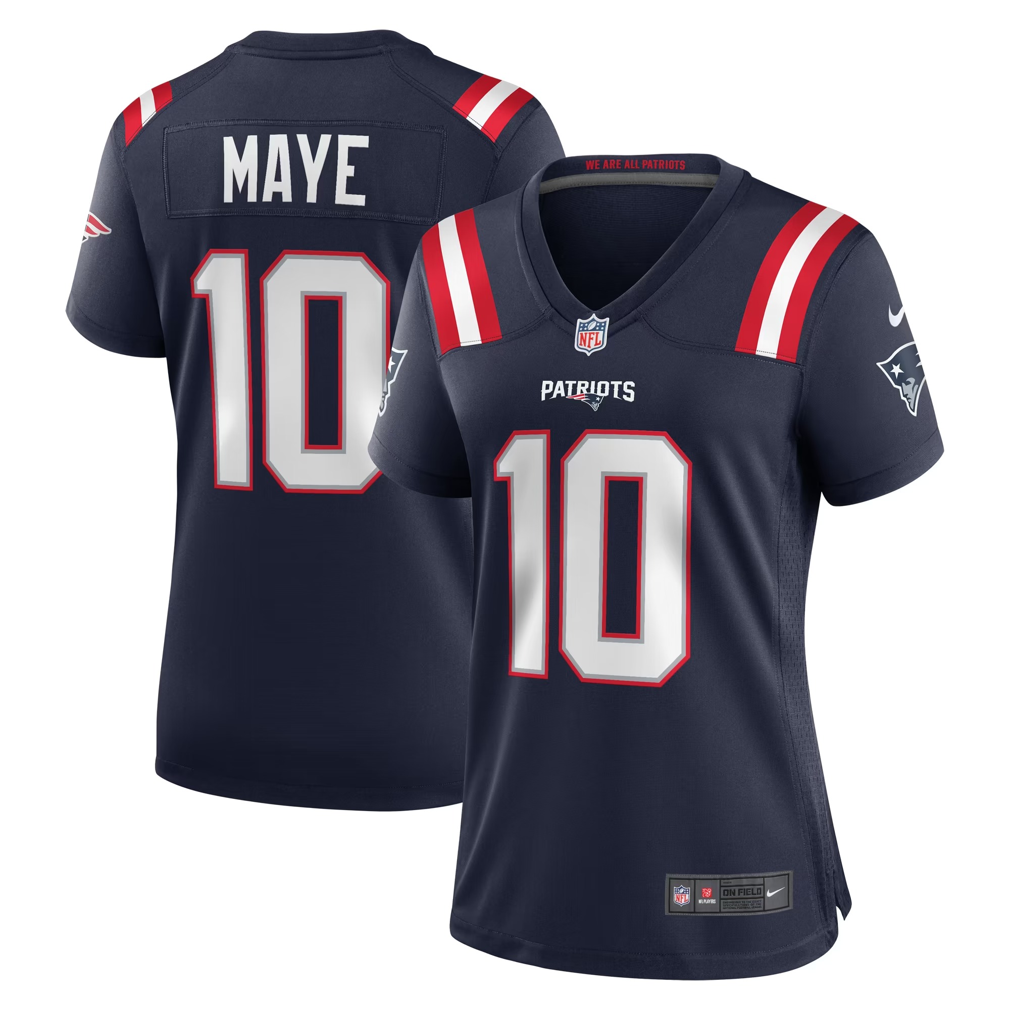Hunk Wear - Drake Maye New England Patriots Nike Women's Player Game Jersey - Navy