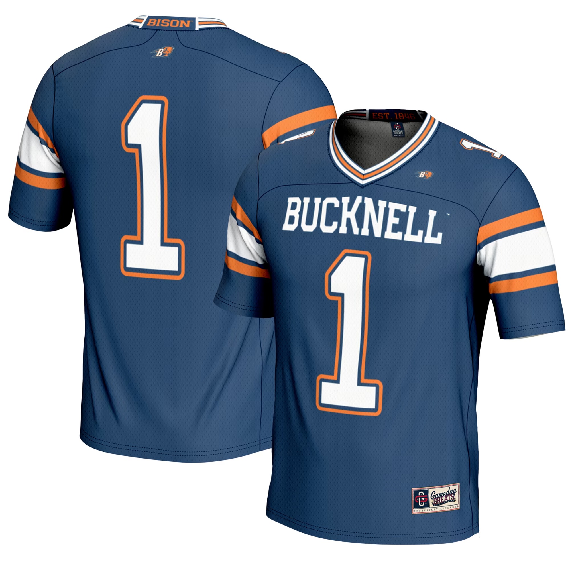 Hunk Wear - #1 Bucknell Bison GameDay Greats Endzone Football Jersey - Blue
