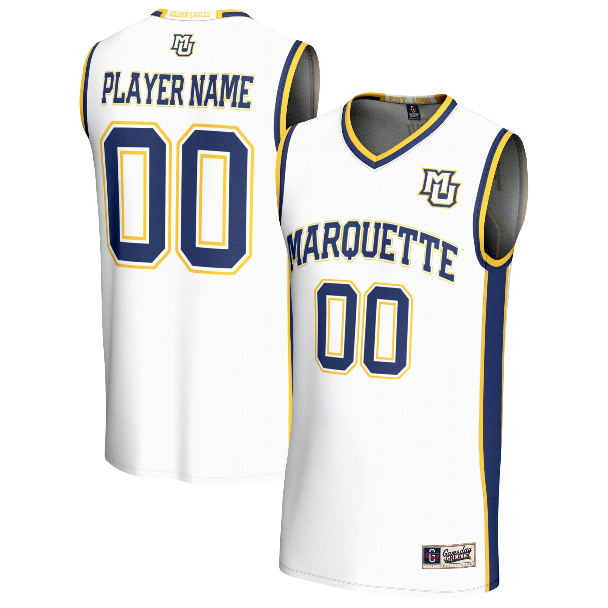 Hunk Wear - Marquette Golden Eagles GameDay Greats Youth Lightweight Collegiate Men's Basketball NIL Pick-A-Player Fashion Jersey - White