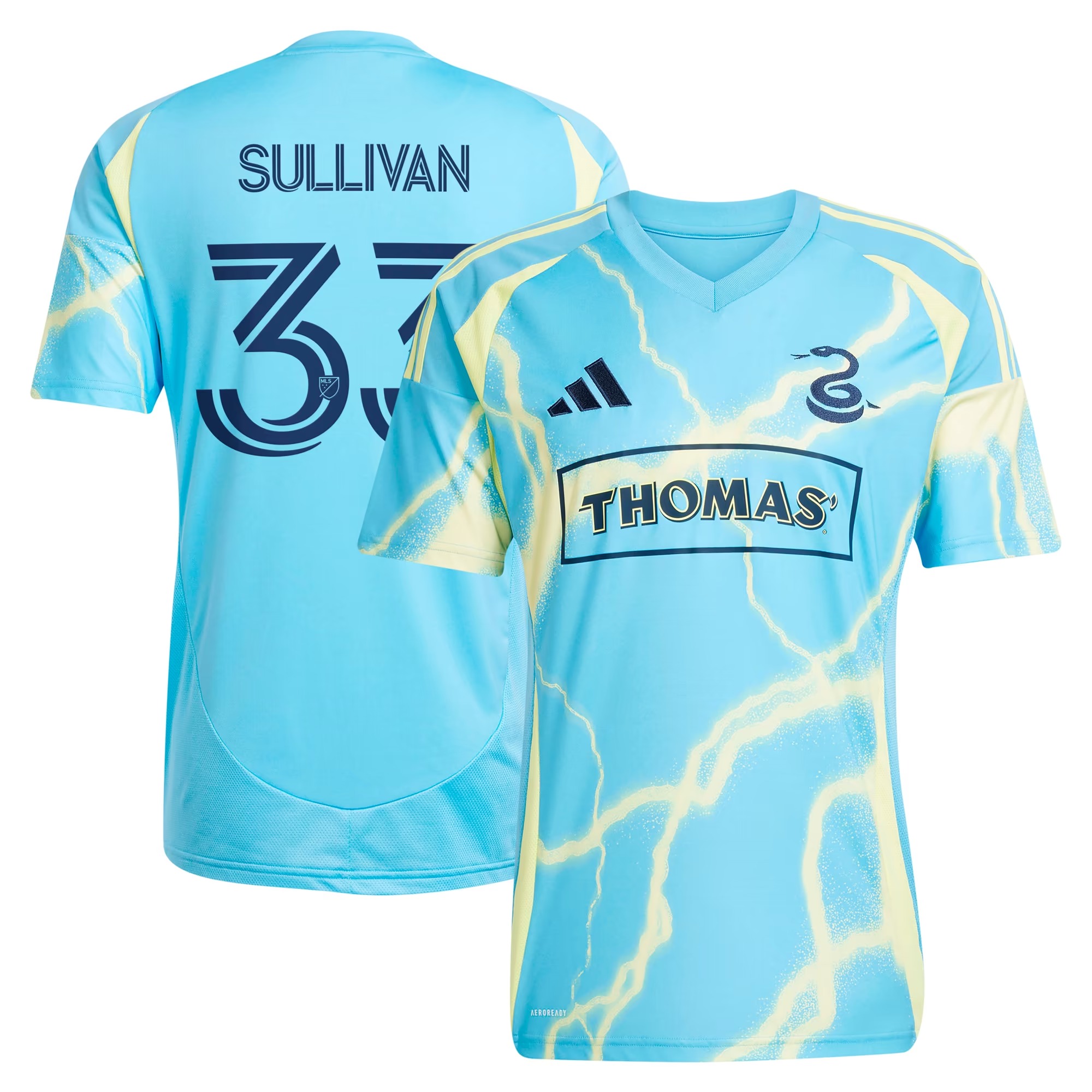 Hunk Wear - Quinn Sullivan Philadelphia Union adidas 2025 The Voltage Kit Replica Player Jersey - Blue