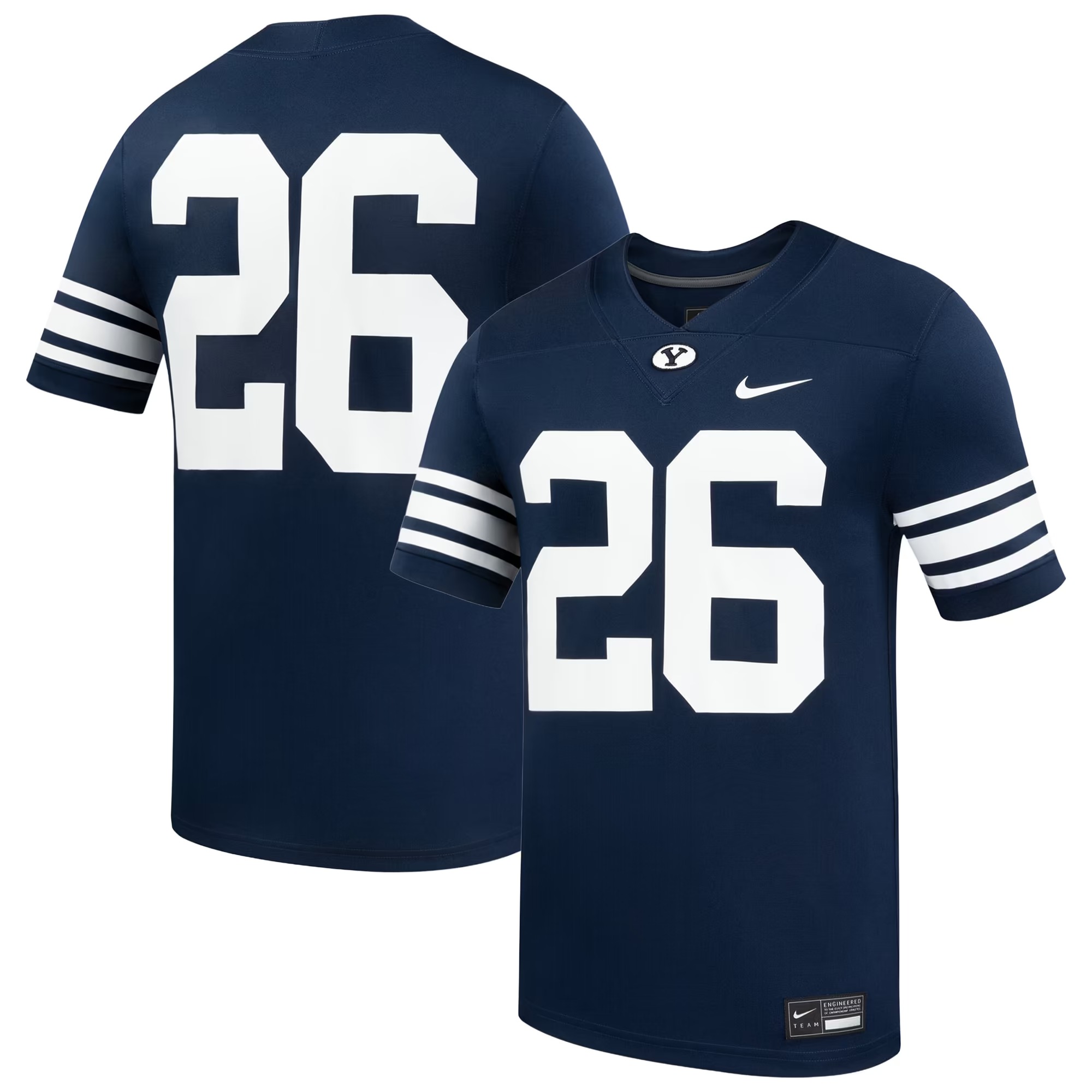 Hunk Wear - #26 BYU Cougars Nike Home Replica Football Jersey - Navy
