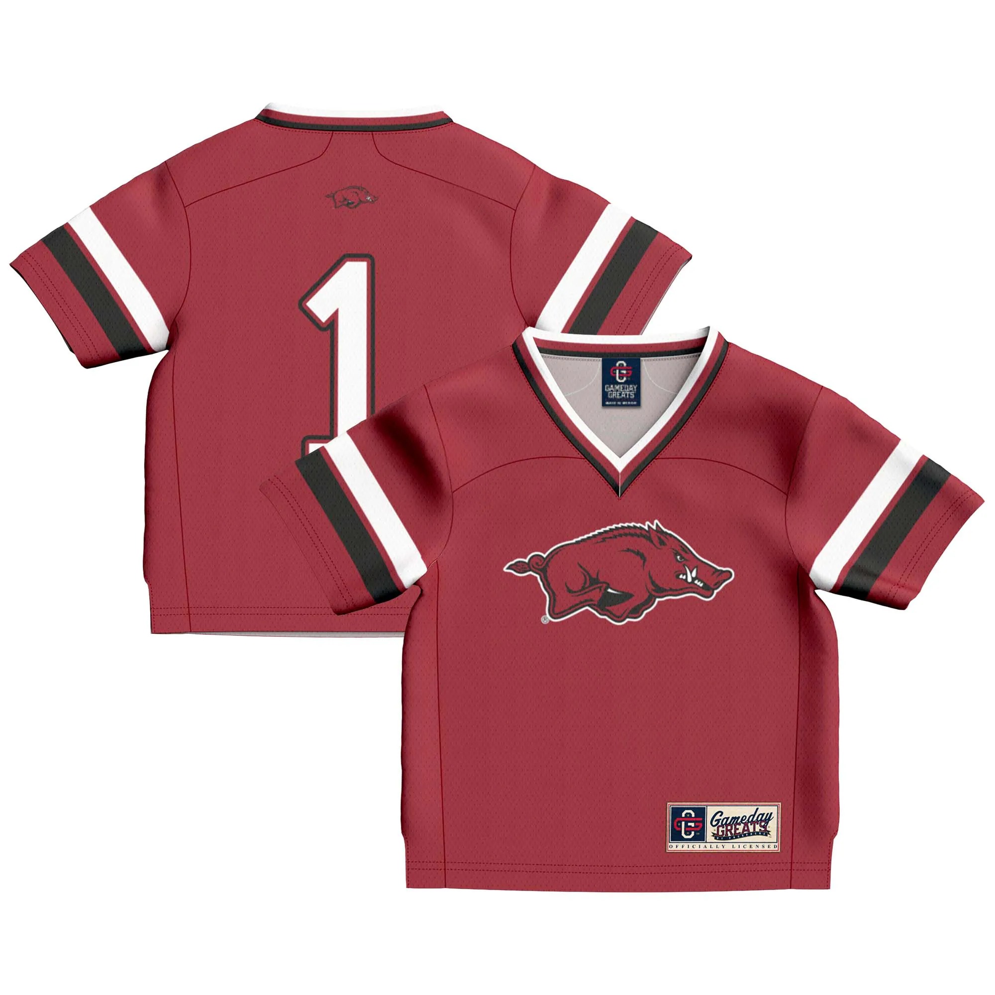 Hunk Wear - #1 Arkansas Razorbacks GameDay Greats Infant Lightweight Collegiate Football Fashion Jersey - Cardinal