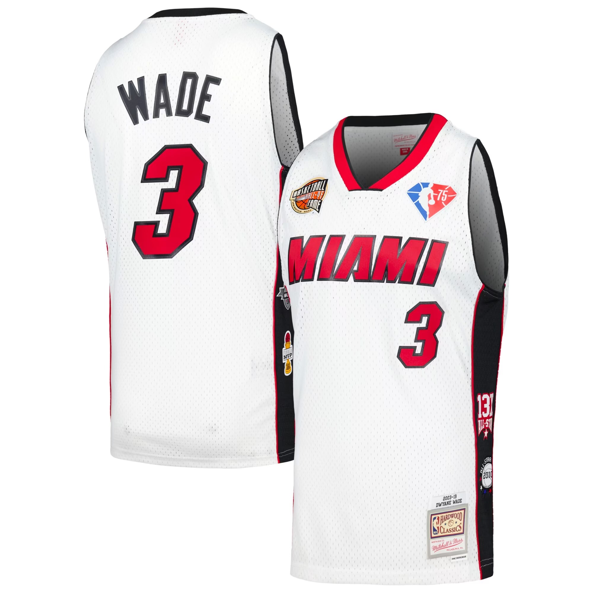 Hunk Wear - Dwyane Wade Miami Heat Mitchell & Ness Unisex Hall of Fame Class of 2023 Throwback Swingman Jersey - White