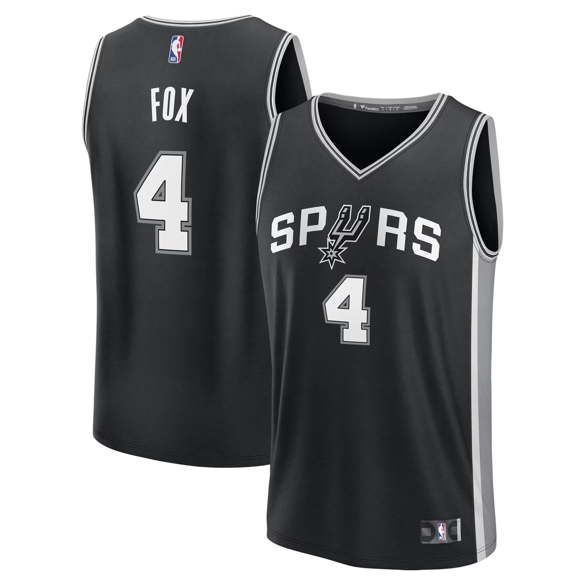 Hunk Wear - De'Aaron Fox San Antonio Spurs Fanatics Fast Break Replica Player Jersey - Icon Edition - Black