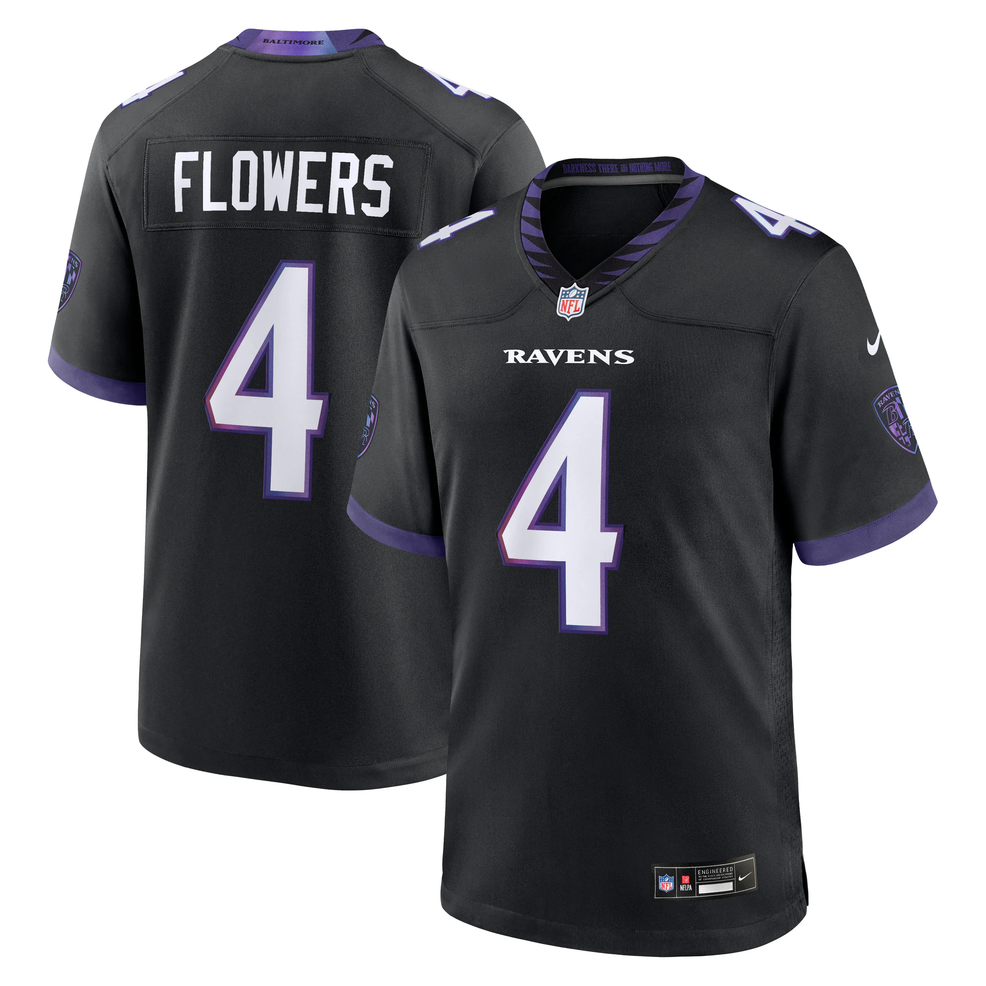 Hunk Wear - Zay Flowers Baltimore Ravens Nike Alternate Game Jersey - Black